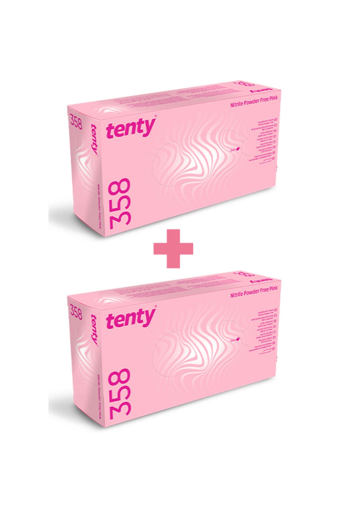 Tenty 358 Pembe Nitril Pudrasız Eldiven M Beden 100'lü 2 Paket