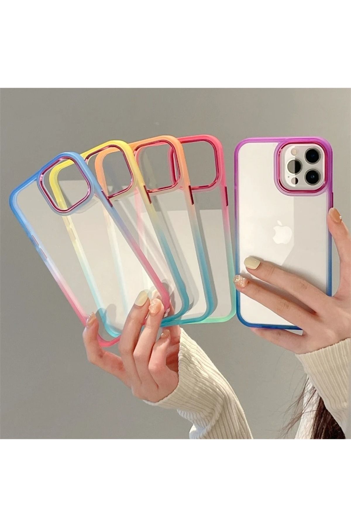 Generic-Clear Soft Case Compatible with iPhone 11 PRO with Gradient Color Contrast Edge Style 3