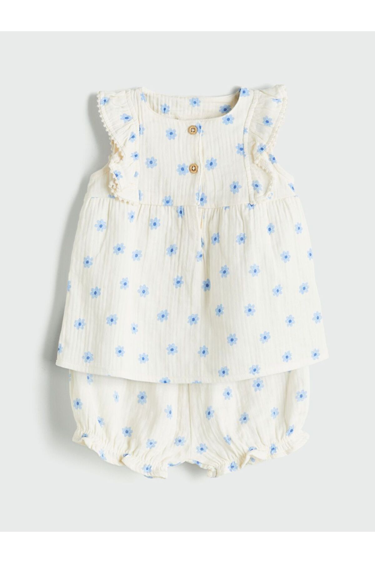 LC Waikiki LCW baby Çiçekli Kız Bebek Bluz ve Şort 2'li