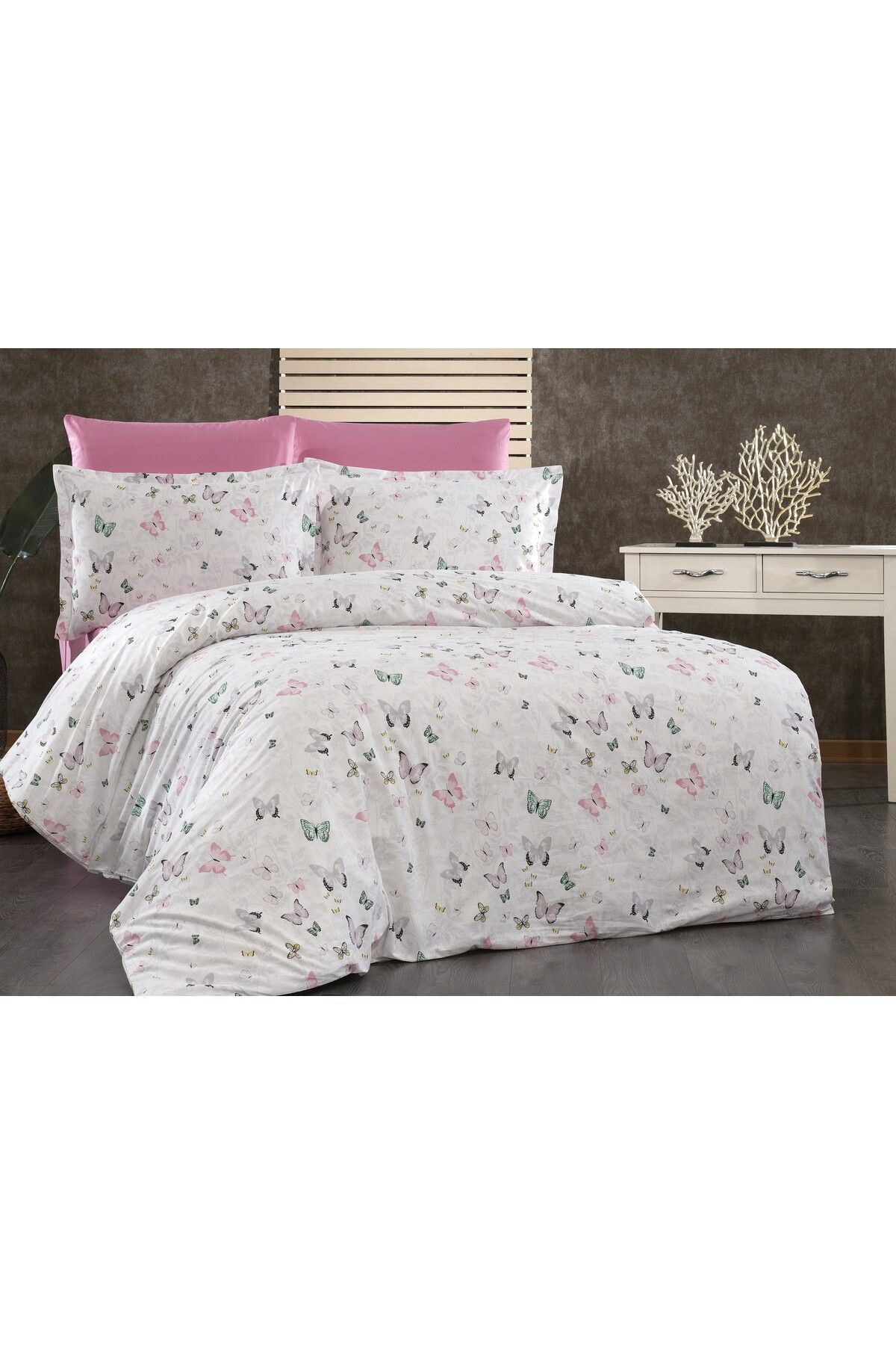 pınarhome collectıon PINAR HOME COLLECTION ÇİFT KİŞİLİK NEVRESİM SETİ 100% PAMUK (200X220 NEVRESİM+2 ADET YASTIK KILIFI)