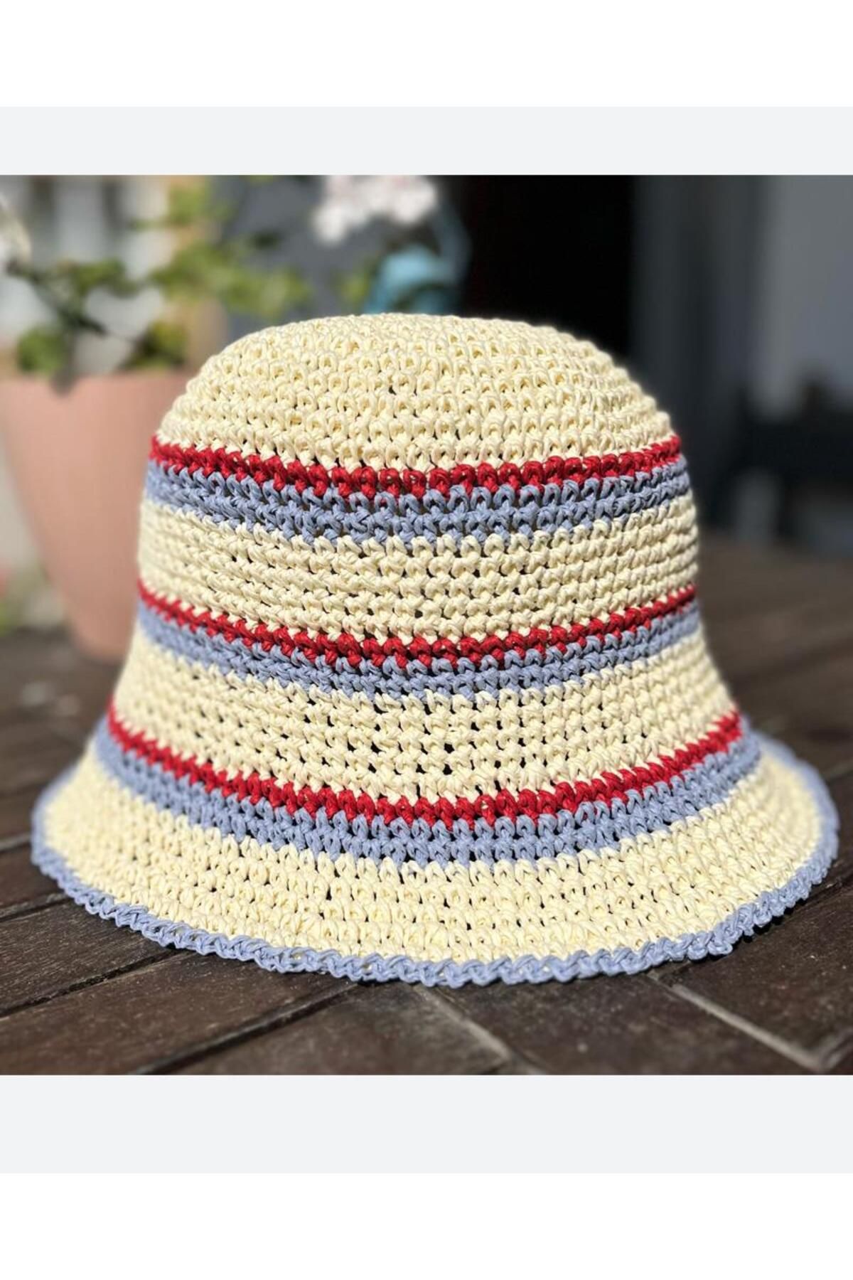 Nevoka Kağıt İp Hasır Bucket Şapka