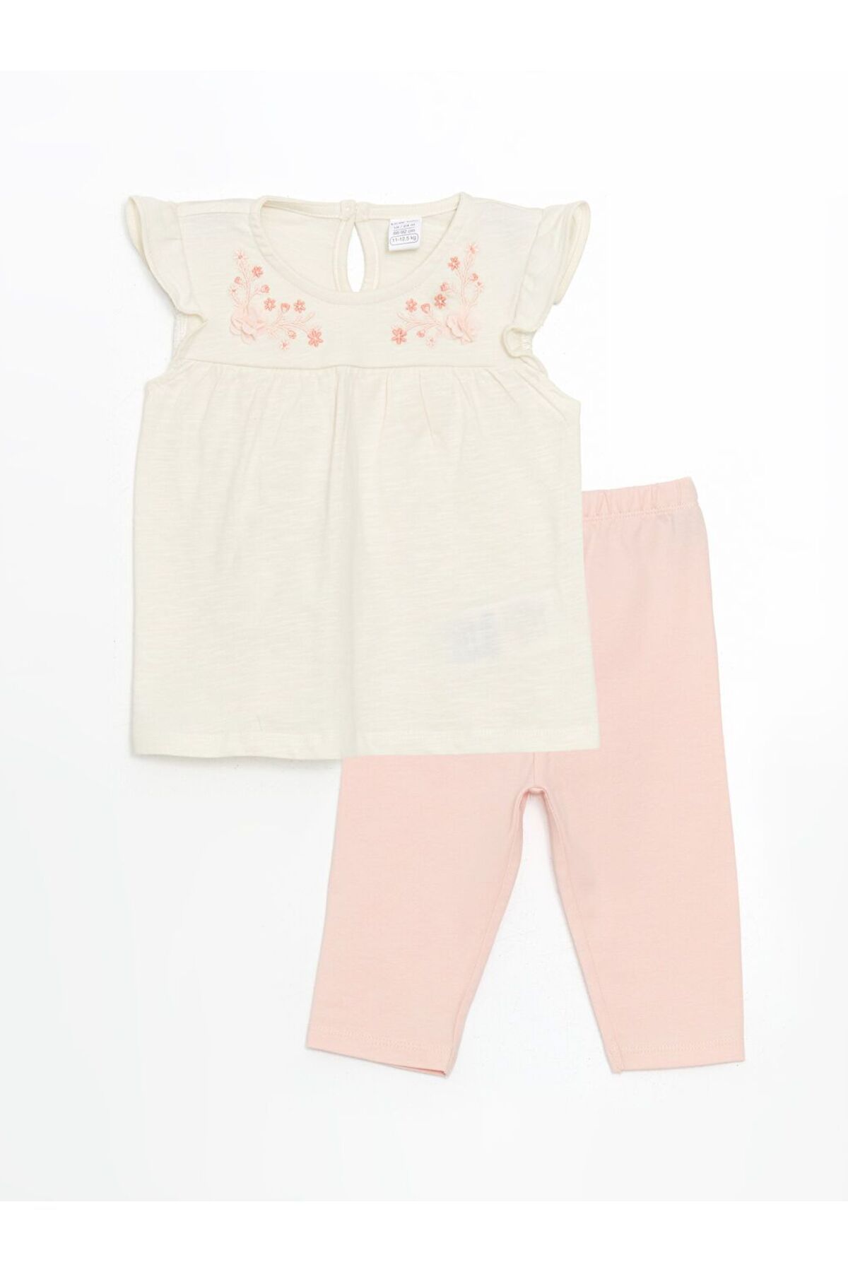 LC Waikiki LCW baby Nakışlı Kolu Fırfırlı Kız Bebek Bluz ve Şort 2'li