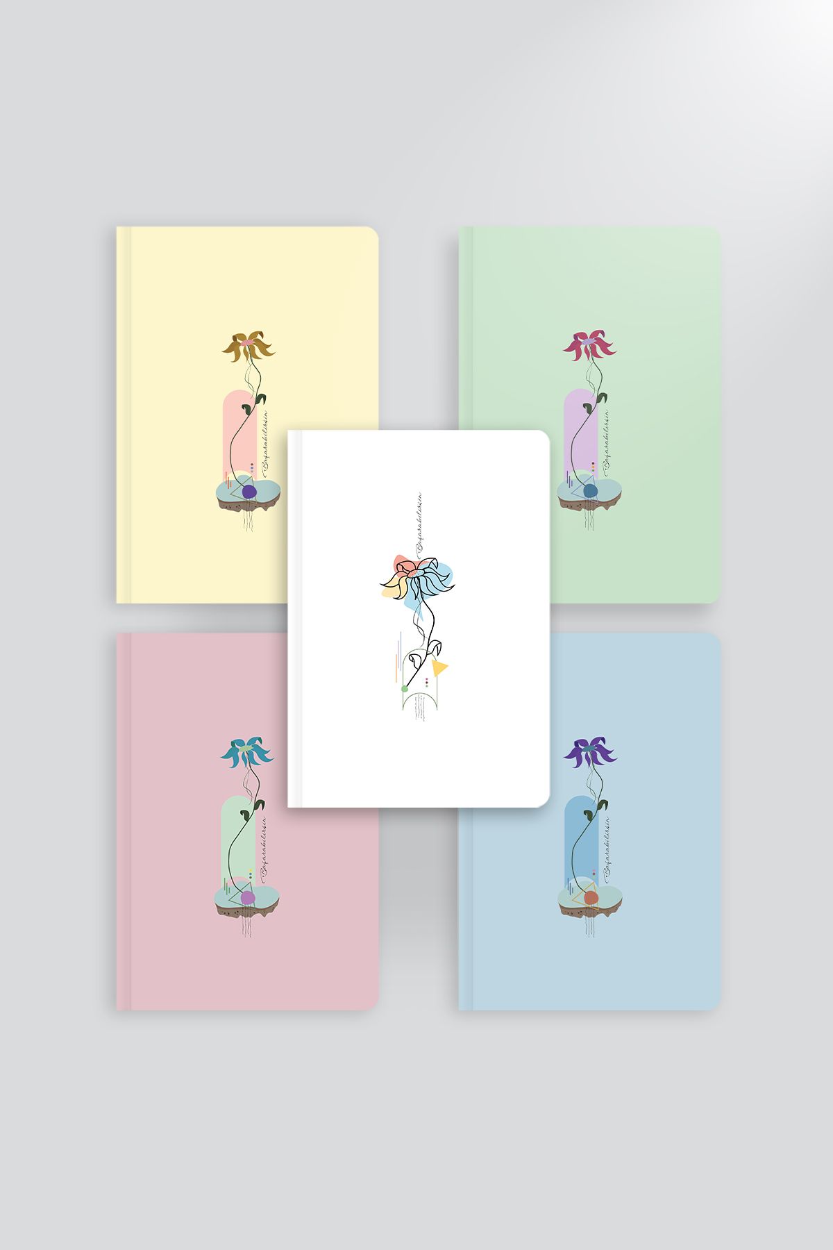 Store Minimal Çiçek Tasarımlı Defter