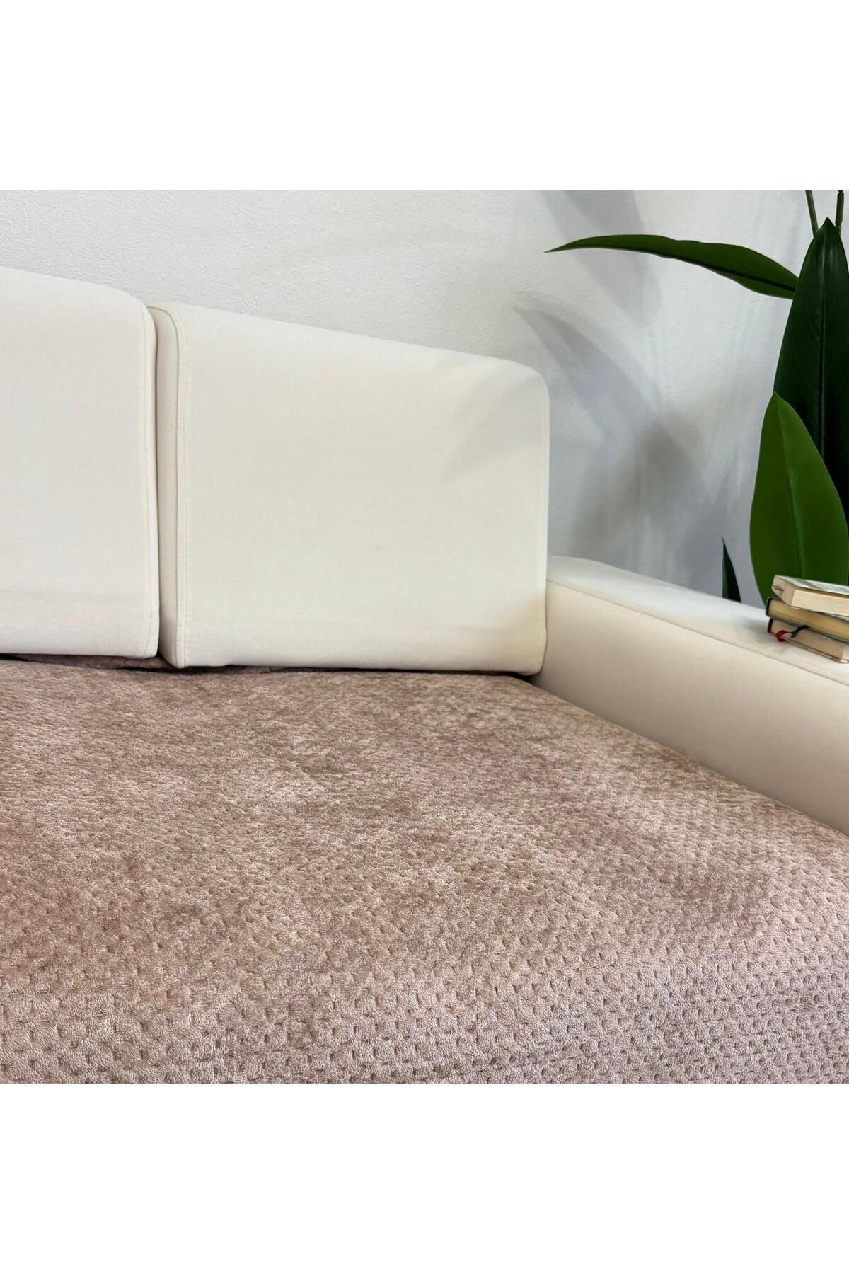 GOLD HOME COLLECTION Kapitoneli Kadife Kaymaz Çekyat Örtüsü 90x215