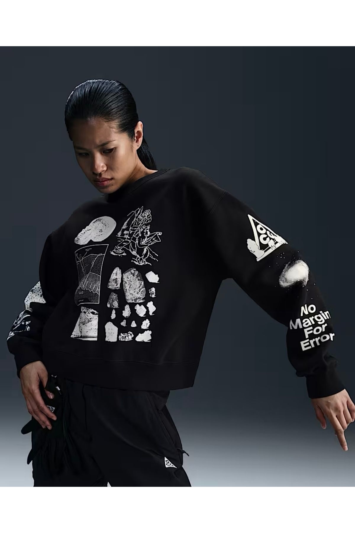 Nike Sportswear ACG "Tuff Fleece" Therma-Fit Repel Crew Siyah Kadın Sweatshirt