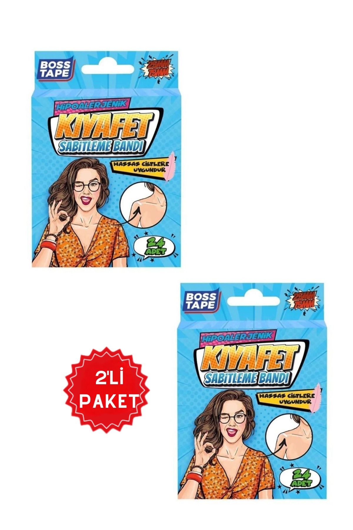 Hobialem 24'lü Kıyafet Sabitleme Bandı Dekolte Abiye Gelinlik Straplez Sabitleyici (2'li Paket)