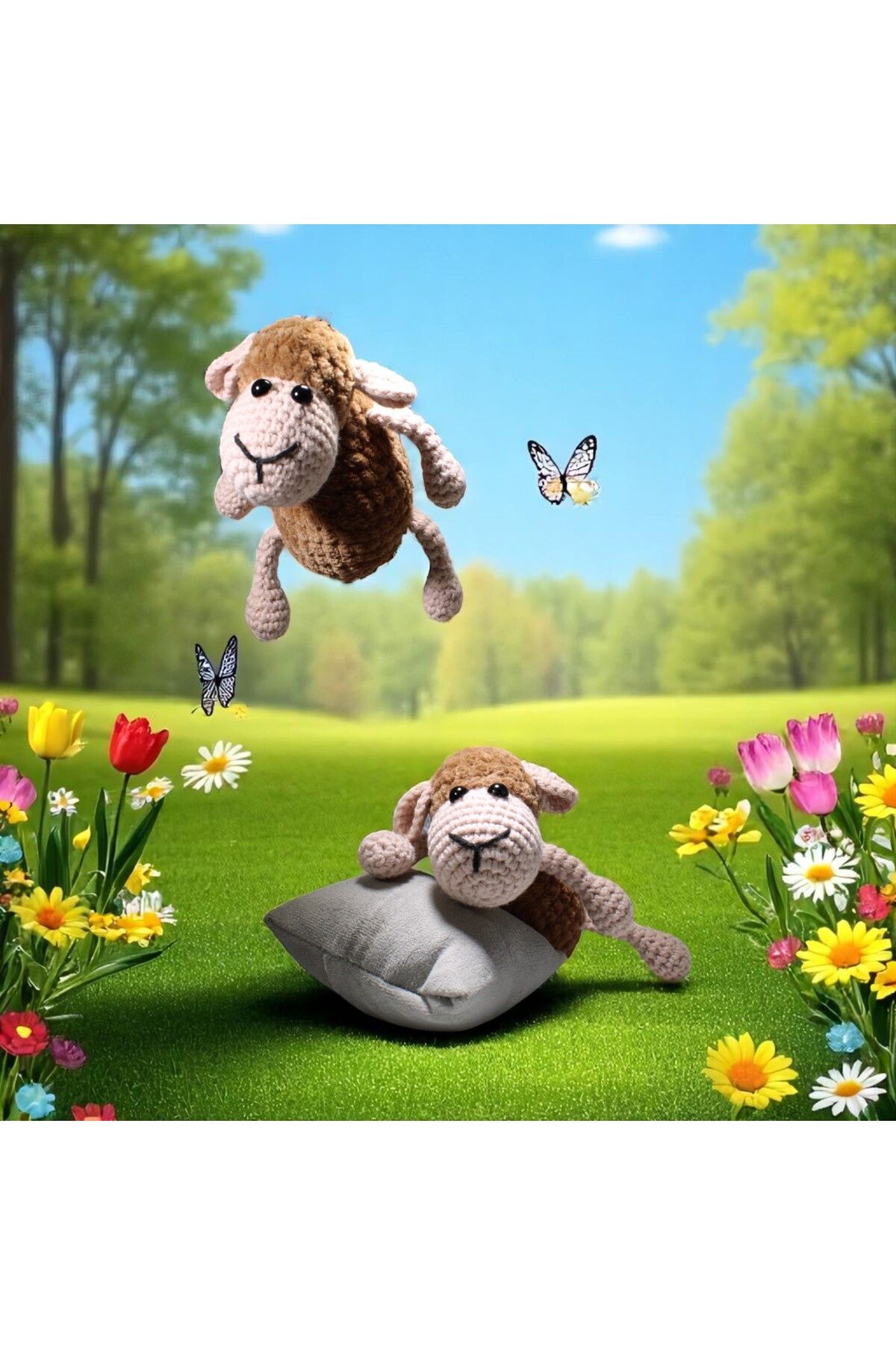DEHNA El Yapımı Amigurumi Kuzu Çocuk Oyuncağı Çift Set – Sağlıklı ve Güvenli Oyun Arkadaşı