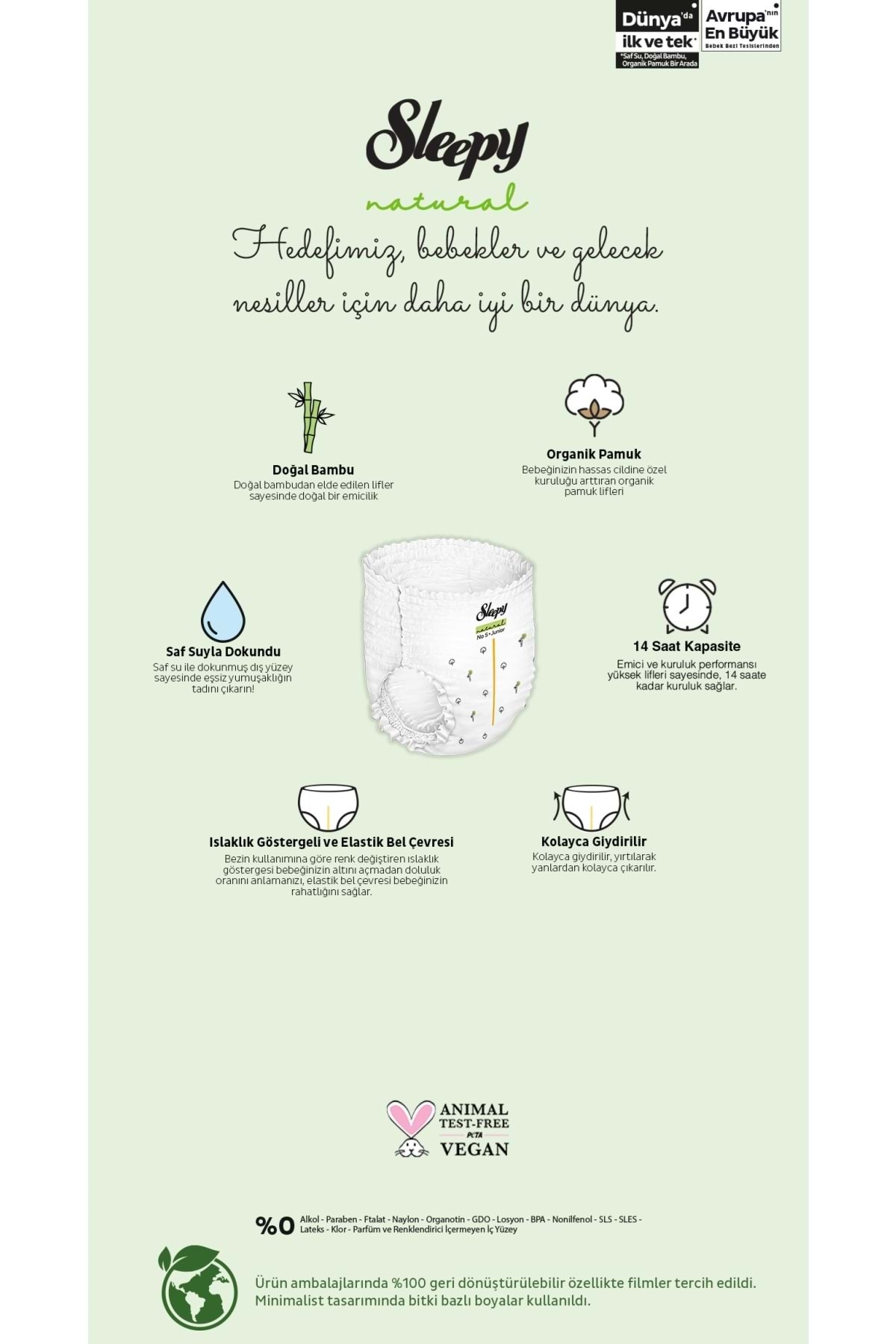 Sleepy Külot Bebek Bezi Natural Beden:6 (15-25KG) Extra Large 62 Adet Ultra Pk fotoğrafı 6 (önizleme)