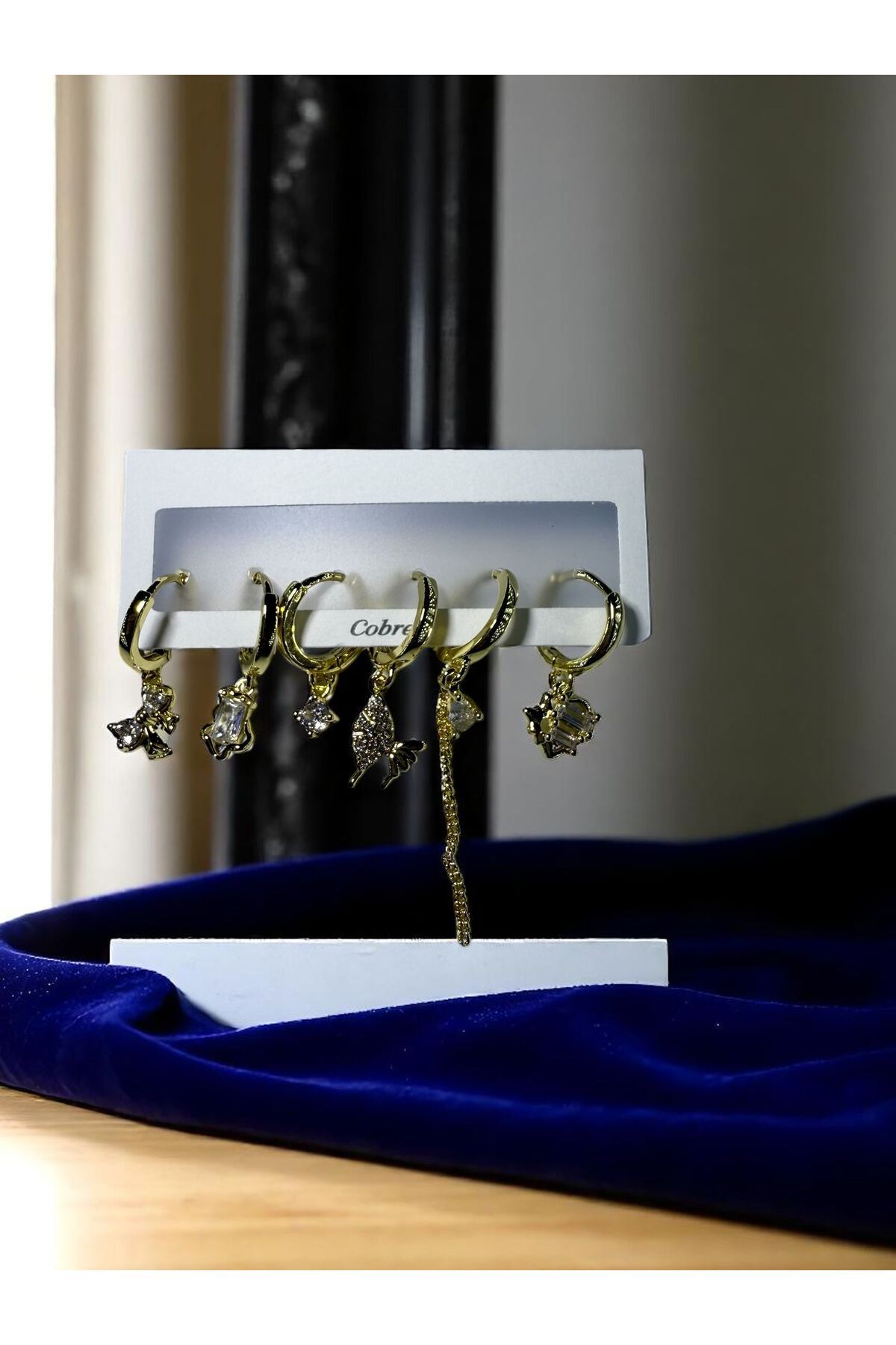 AKMNY BOUTIQUE Çelik Gold Çoklu Küpe Seti