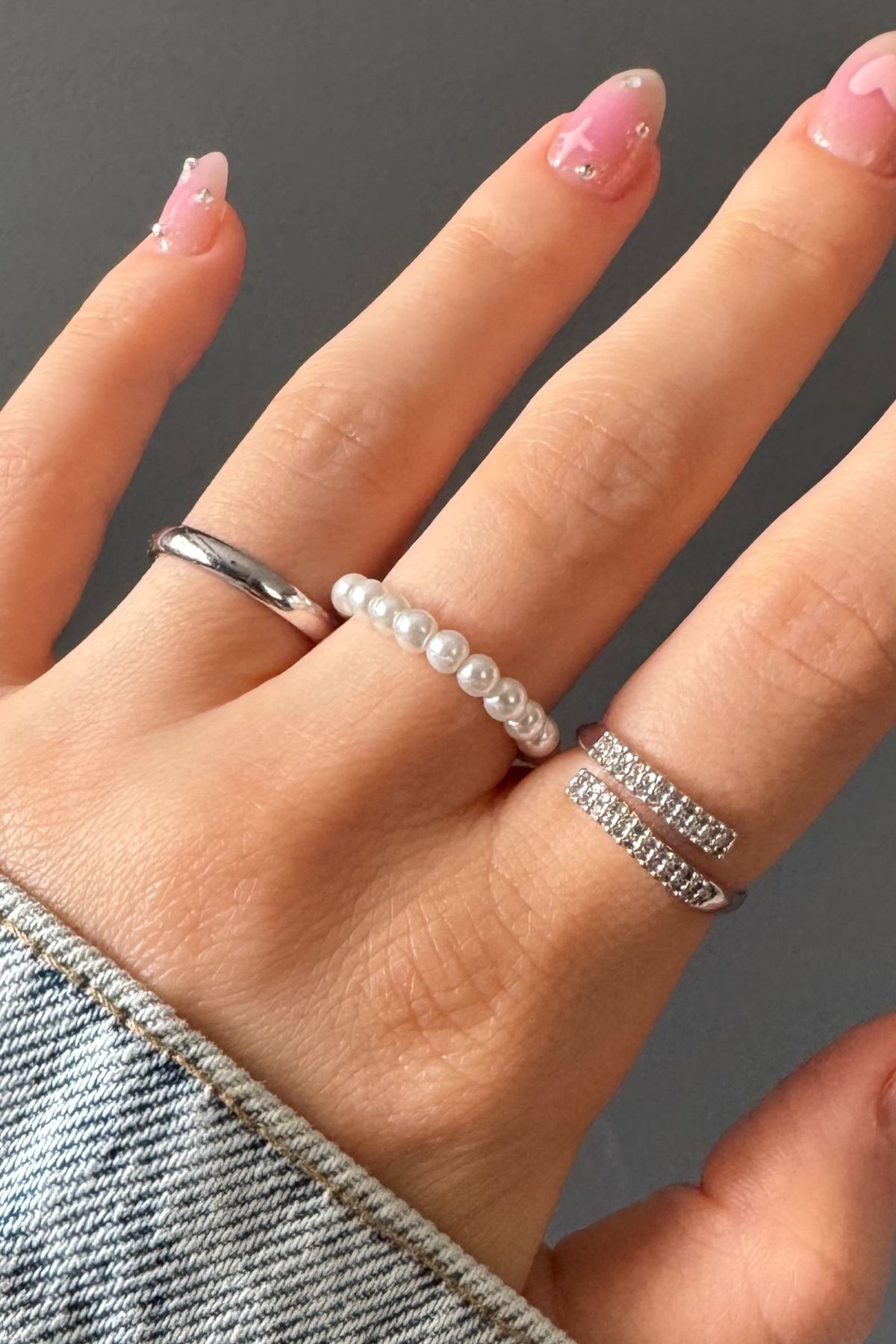 H&E DESIGN Kadın 3'lü Gold Zirkon Taşlı Modern Ayarlanabilir Premium Yüzük Seti