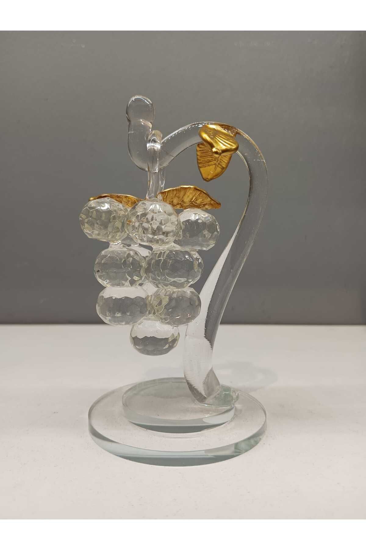 SerenityHaven Dekoratif Kristal Cam Tekli Salkım Üzüm Şeffaf Gold
