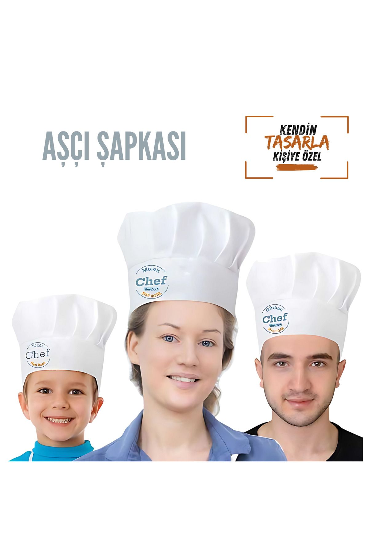 Gülefli Kızı Kişiye Özel Logolu Aşçı Şapkası Şef Şapkası