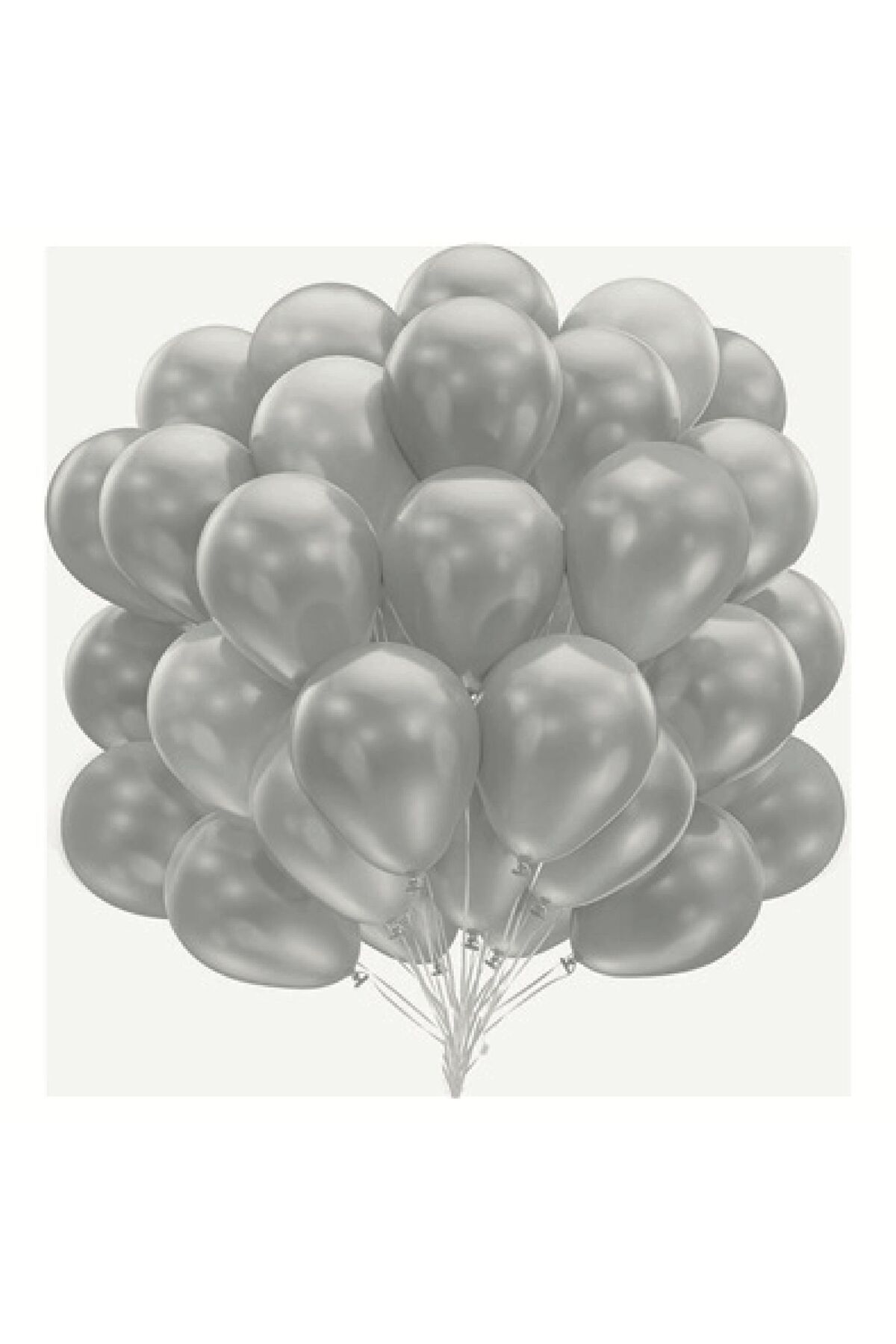 PARTİMİO PARTİ MALZEMELERİ 10'lu Metalik Gümüş Balon 12'' 30cm