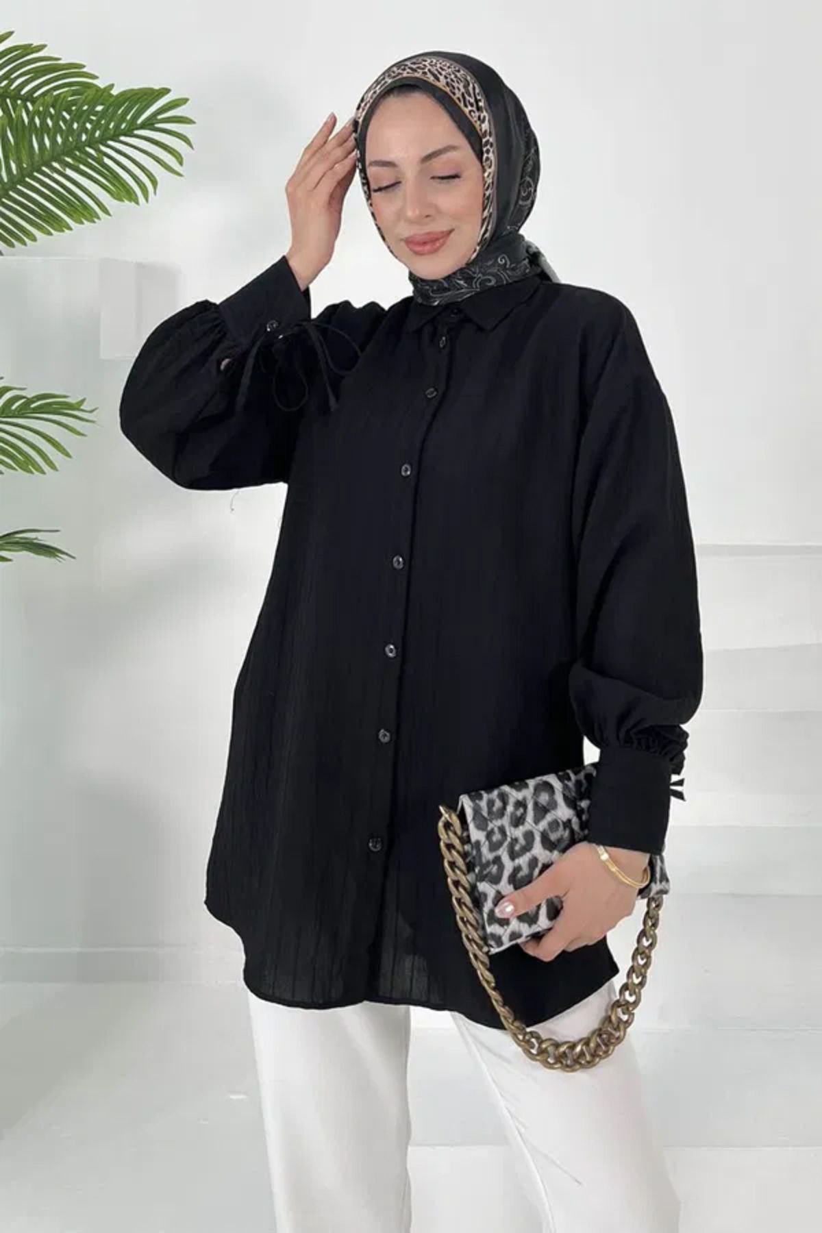 Butik Kolları Bağcık Detaylı Tunik