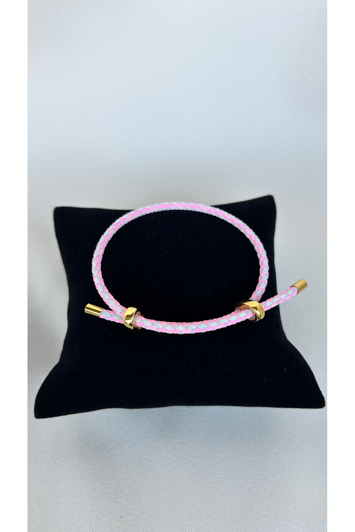 Alvora Accessories Beyaz ve Pembe Renkli Paslanmaz Çelik Ayarlanabilir İp Bileklik