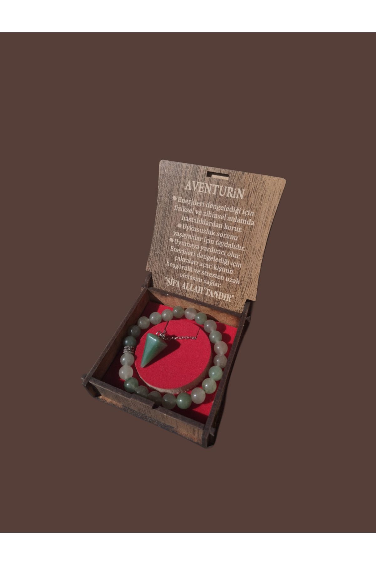 Ats Art Aventurin Taşı Doğal Taş Bileklik & Doğal Taş Kolye Set