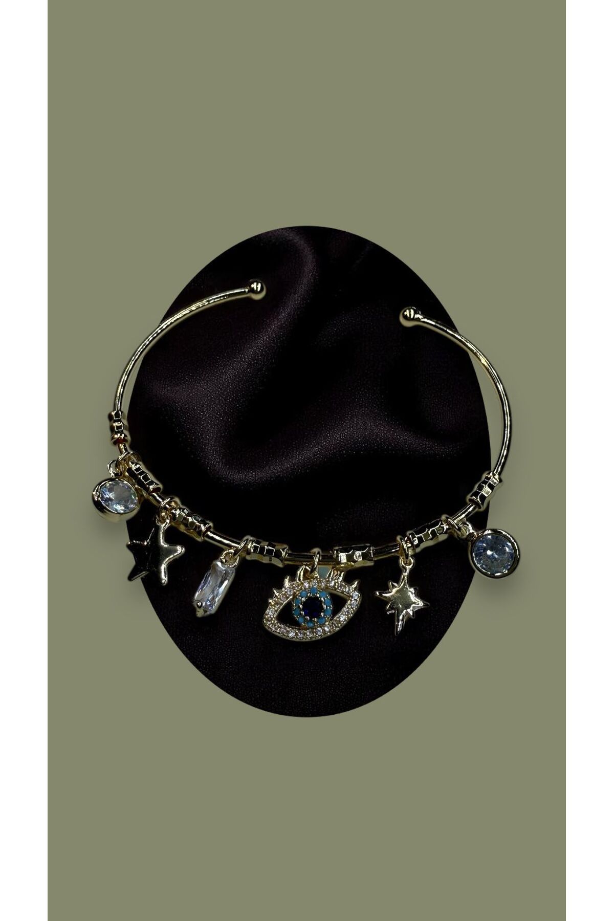 AKMNY BOUTIQUE Kadın Ayarlamalı Gold Taşlı Çelik Bileklik