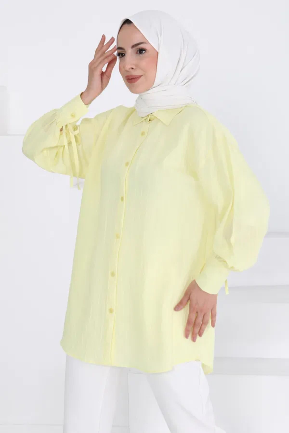 Butik Kolları Bağcık Detaylı Tunik