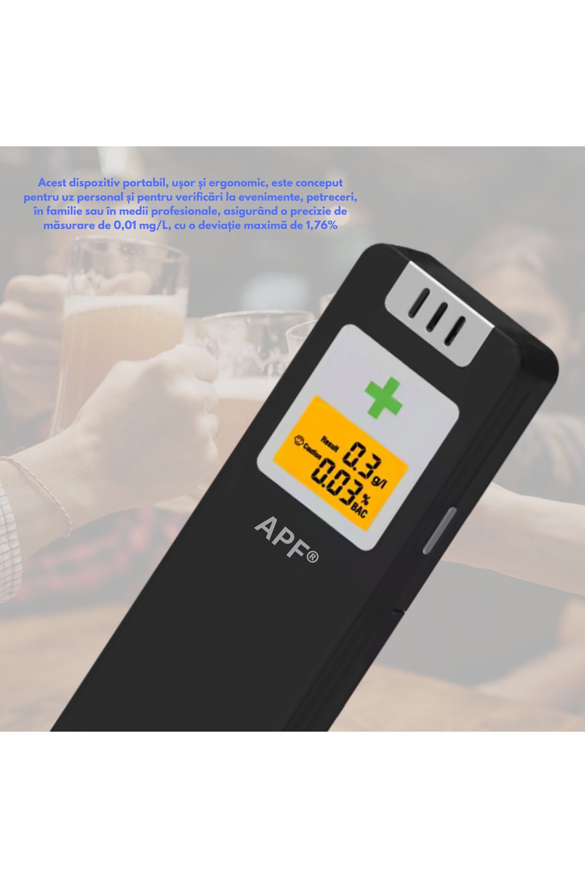 GENERAL-Alcooltest Certified NF APF, NFX 20-702 – Digital Tester with LCD Display, Accuracy 0.01% 7