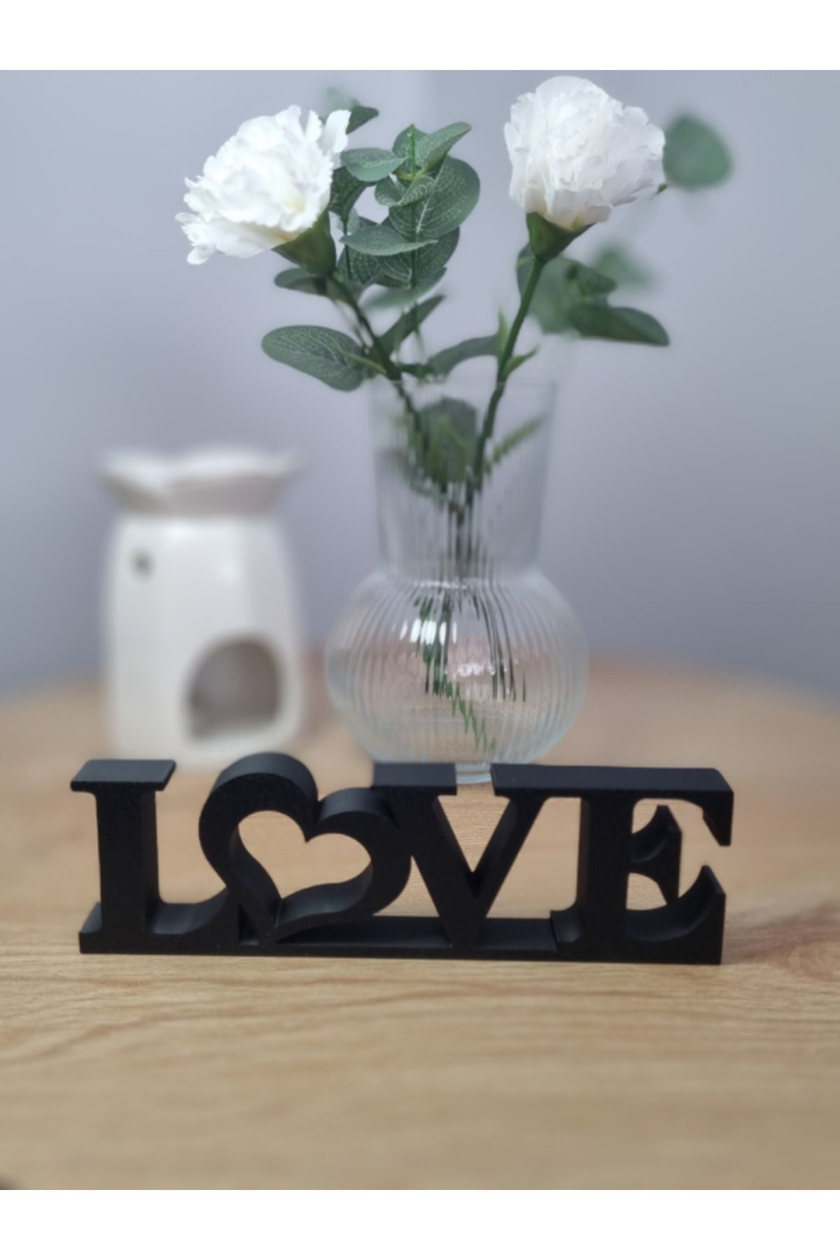 SerenityHaven Love Yazılı Dekoratif Biblo ve Masaüstü Dekor - Siyah 19,5 cm x 6 cm (Büyük Boy)