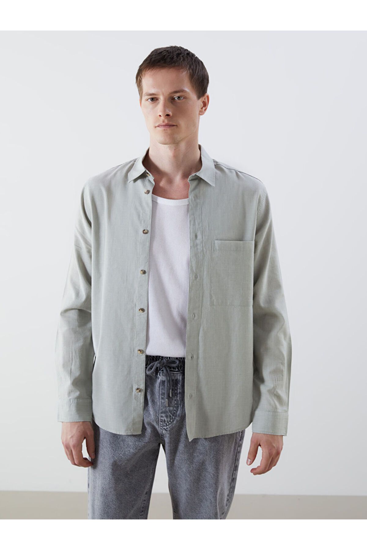 LC Waikiki Yeni Sezon Regular Fit Uzun Kollu Erkek Jean Gomlek - S5QG35Z8