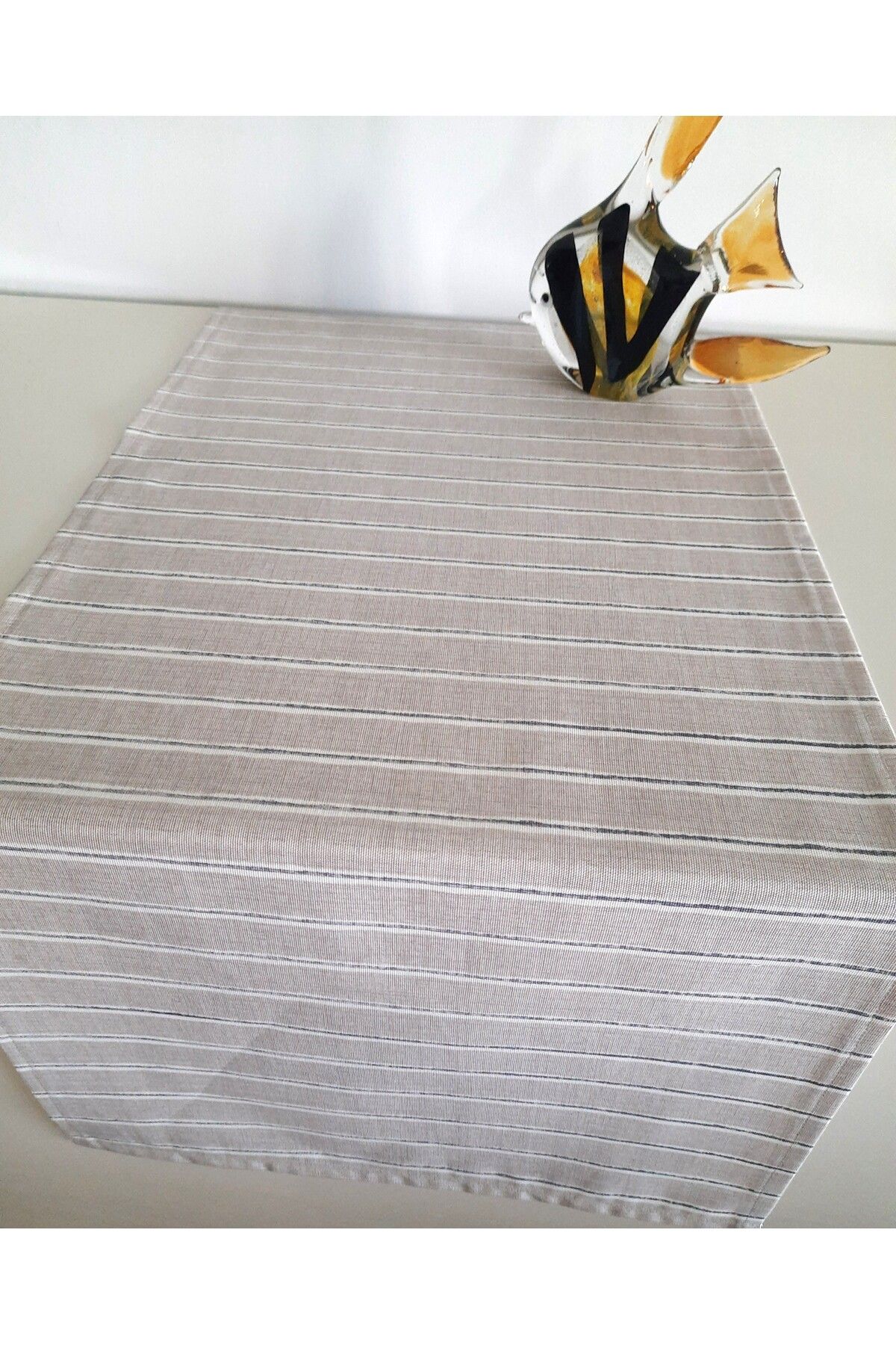Fabric by Gülçin Koton Pamuklu Kumaş Lacivert Çizgi Desen Runner