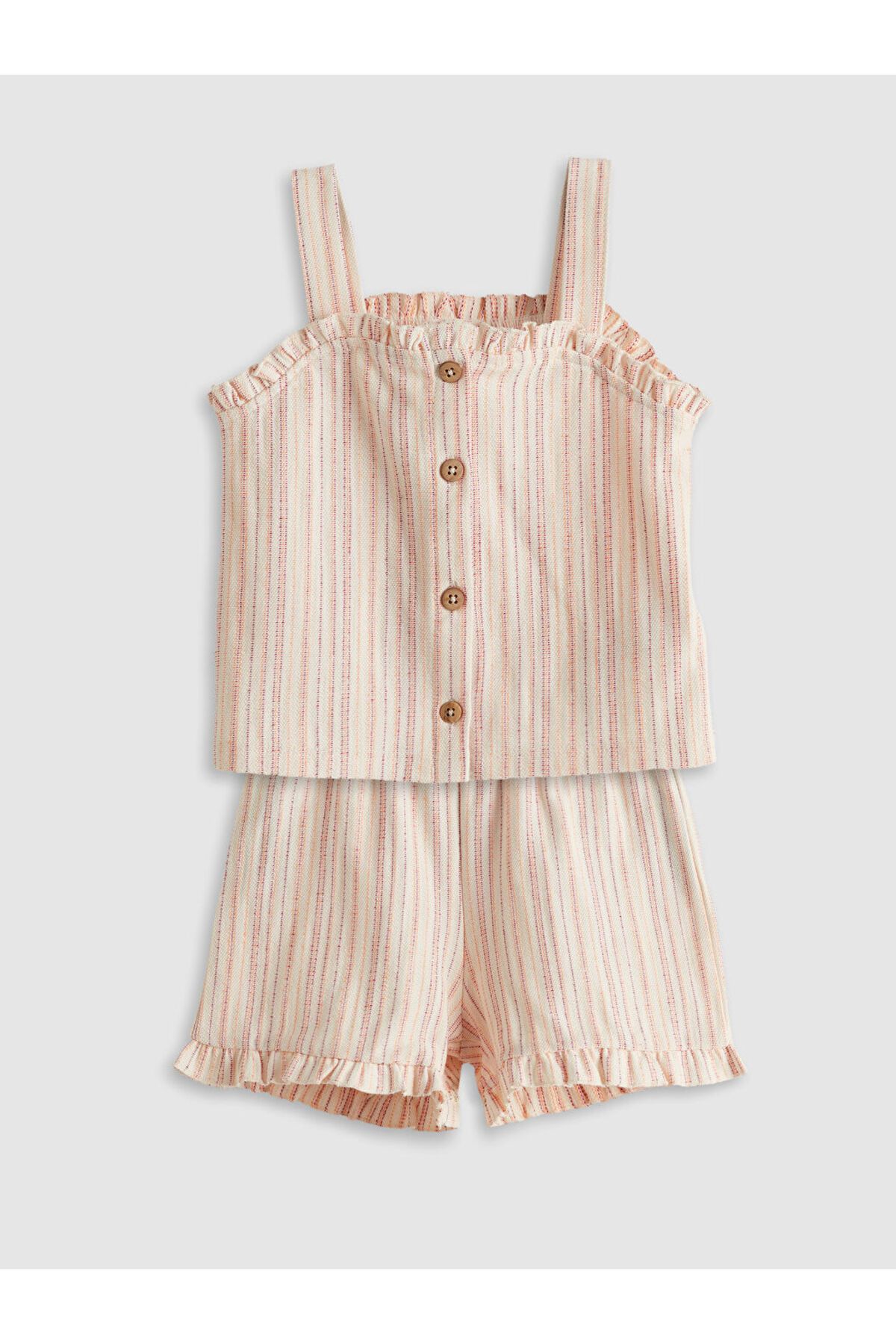 LC Waikiki LCW Kids Ekru Askılı Kız Çocuk Bluz ve Şort 2'li