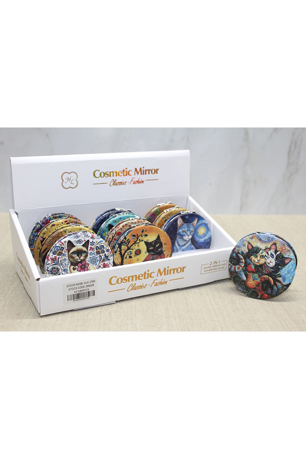 D&M Life Collection Kedi Taşlı El Aynası Yuvarlak İnce