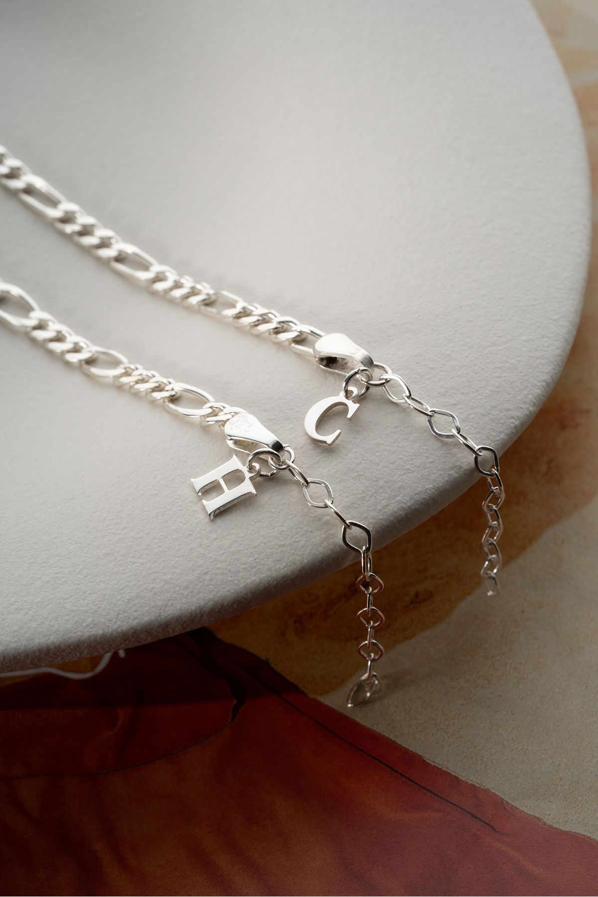 Silvano Jewelry 925 Ayar Gümüş Kişiye Özel Harfli Çift Bileklik
