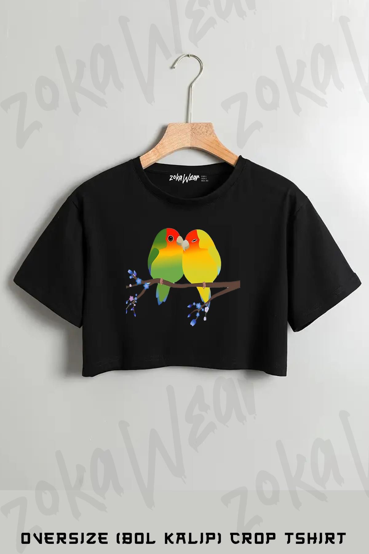 ZOKAWEAR Two Cute Egg Shaped Peach Faced Baskılı Oversize Crop T-Shirt