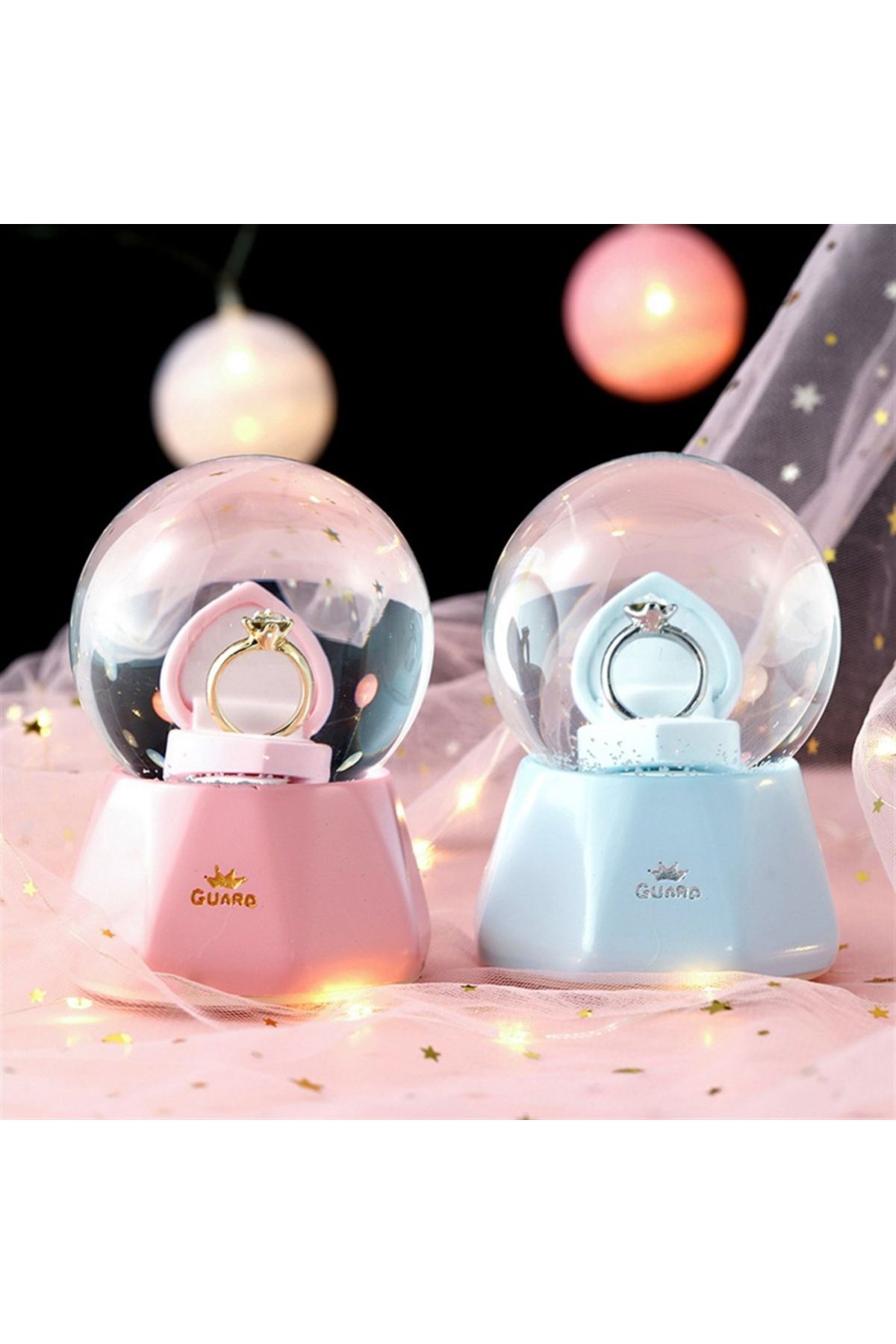 D&M Life Collection Tek Taş Yüzük Tasarımlı Büyük Boy Kar Küresi