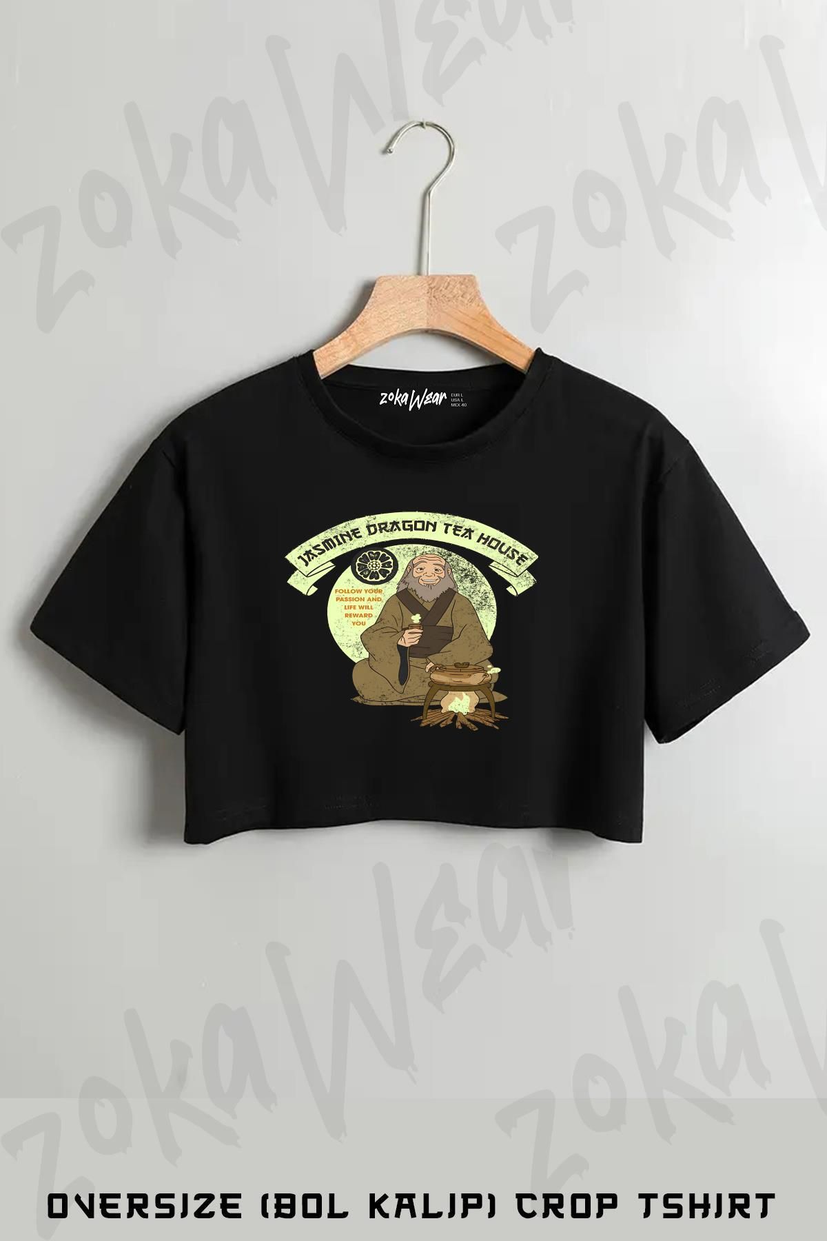ZOKAWEAR Avatar The Last Airbender Iroh Jasmine Dragon Tea House Baskılı Oversize Crop T-shirt