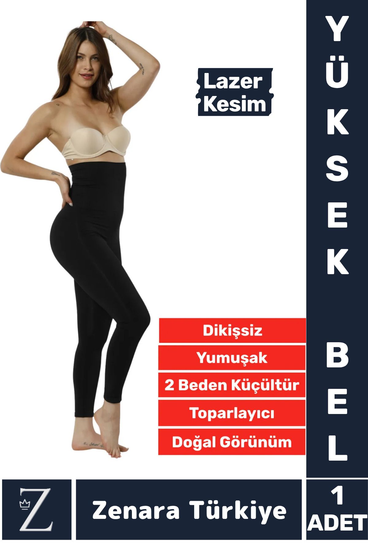 Zenara Gündelik Doğal Görünüm 2 Beden İncelten Vücut Toparlayan Çift Kat LAZER KESİM Yüksek Bel Korse TAYT