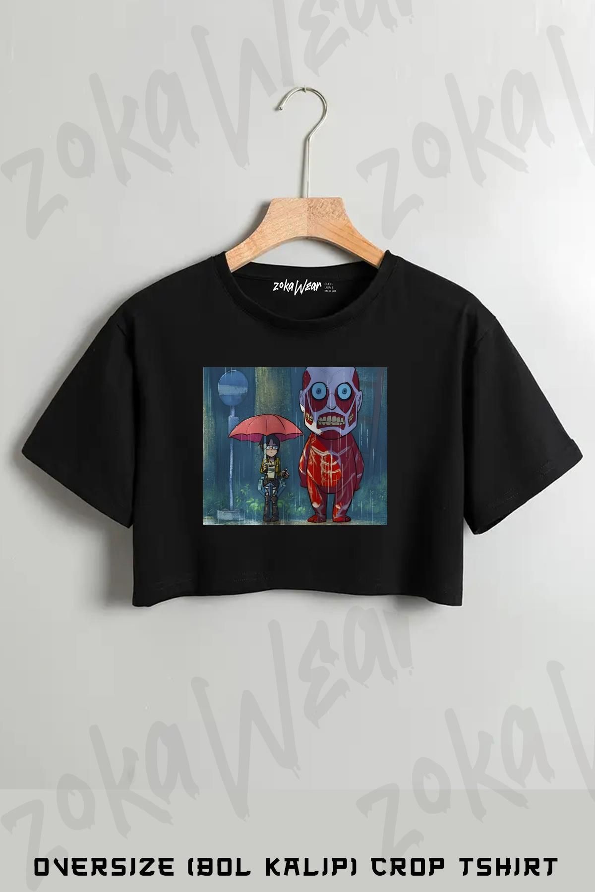 ZOKAWEAR Attack On Titan Hange Zoe Anime 2 Baskılı Oversize Crop T-Shirt