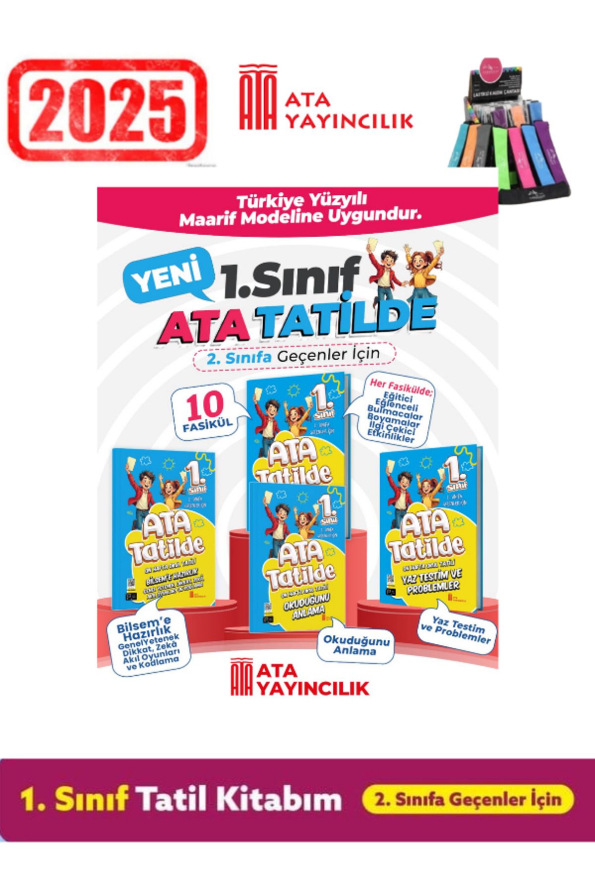 Fenomen Yayıncılık Ata Yayıncılık 1.Sınıf 10 Fasikül Yaz Tatil Seti(2.Sınıfa Geçenler İçin)+Kalemlik