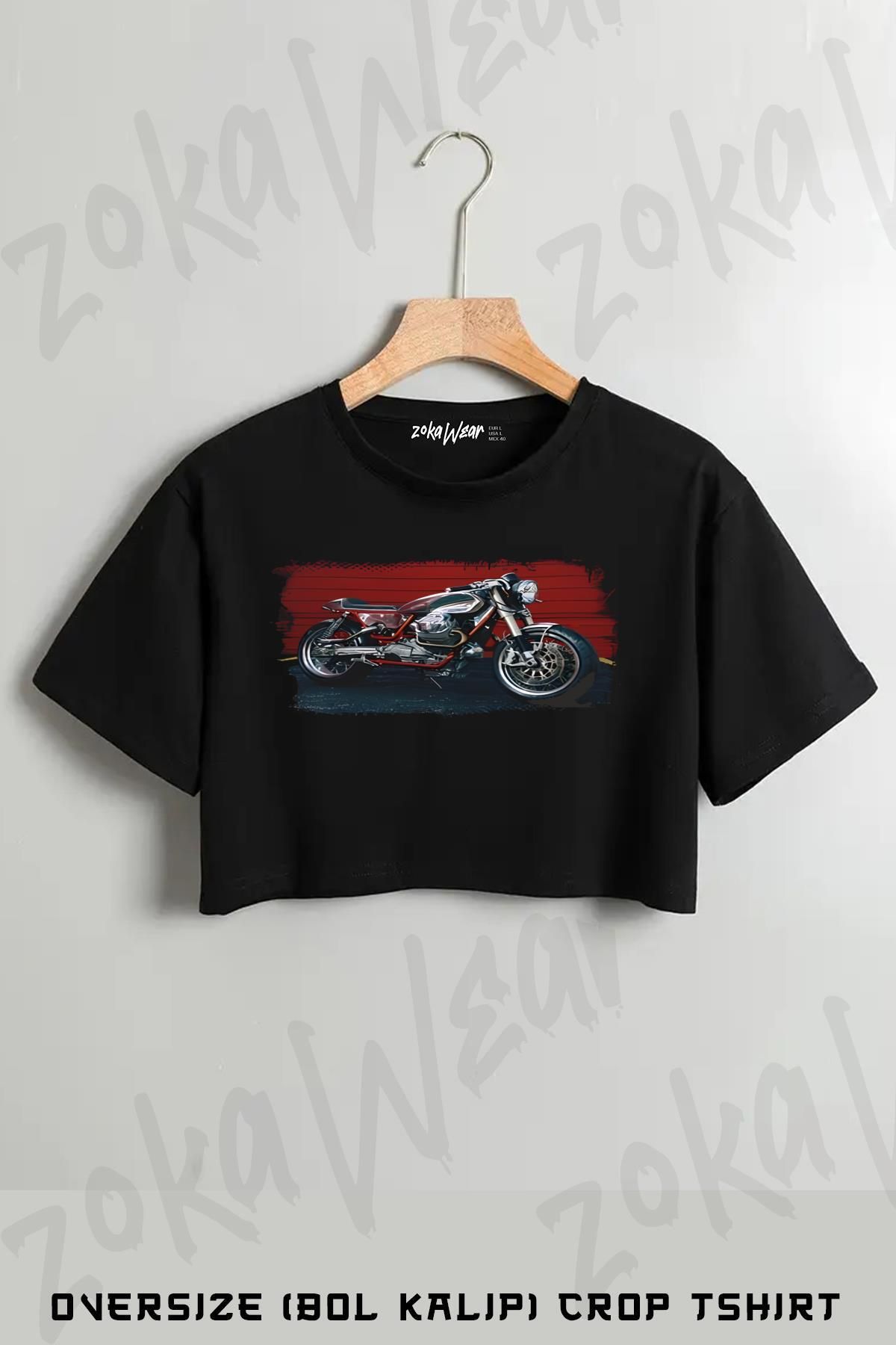ZOKAWEAR Ducati v2 Baskılı Oversize Crop T-Shirt
