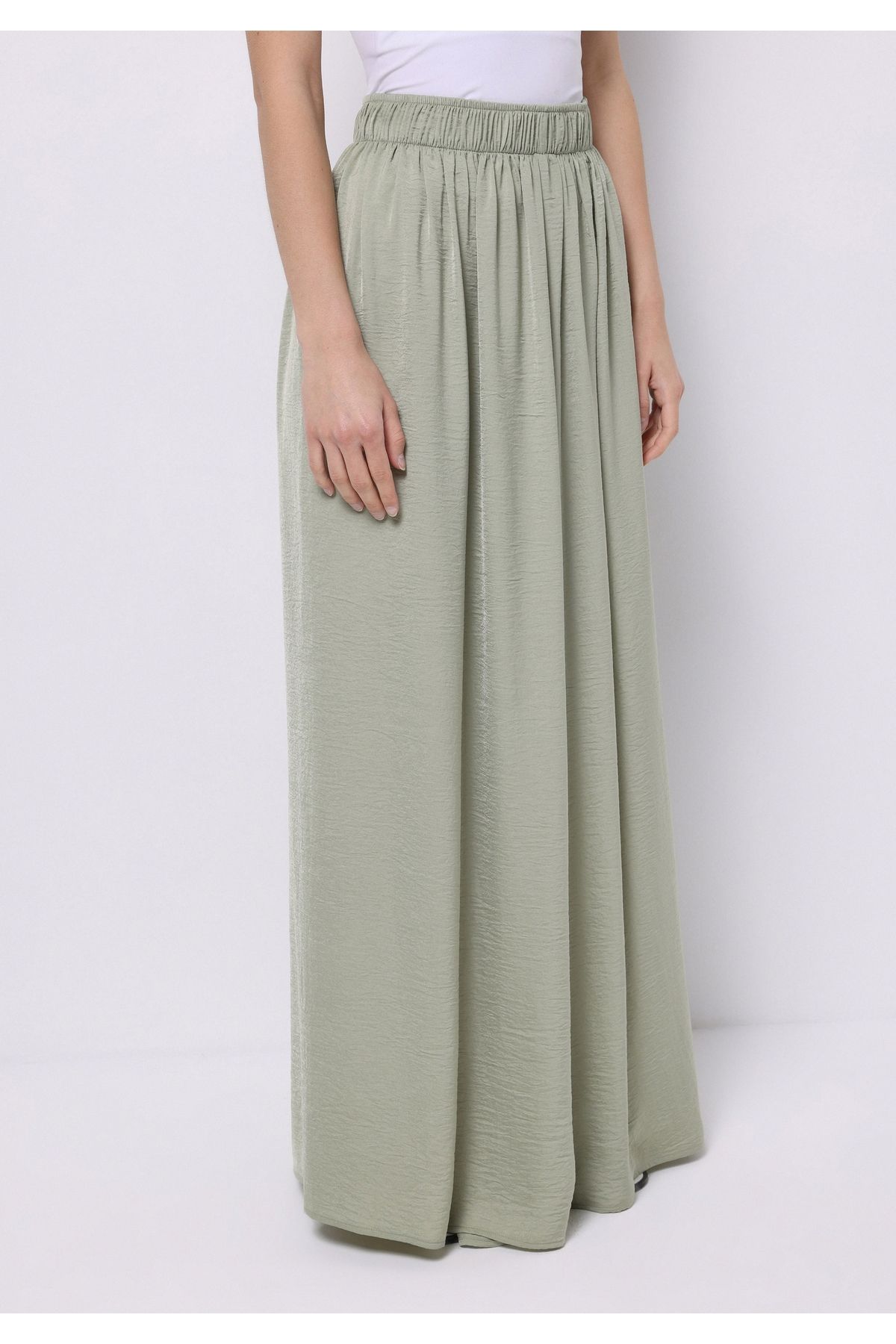 Colin's-Regular Fit High Waist Wide Leg Women's Green Trousers 4