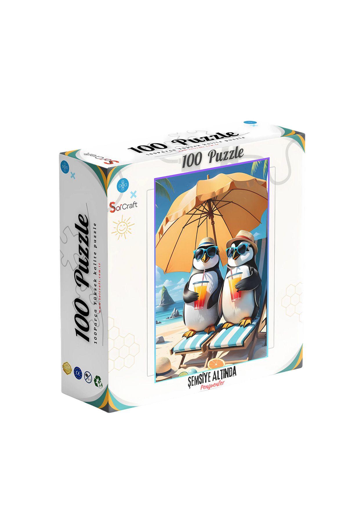 Soi Craft 100 Parça Puzzle Çift Tasarım Tek Kutu Güneşlenen Penguenler