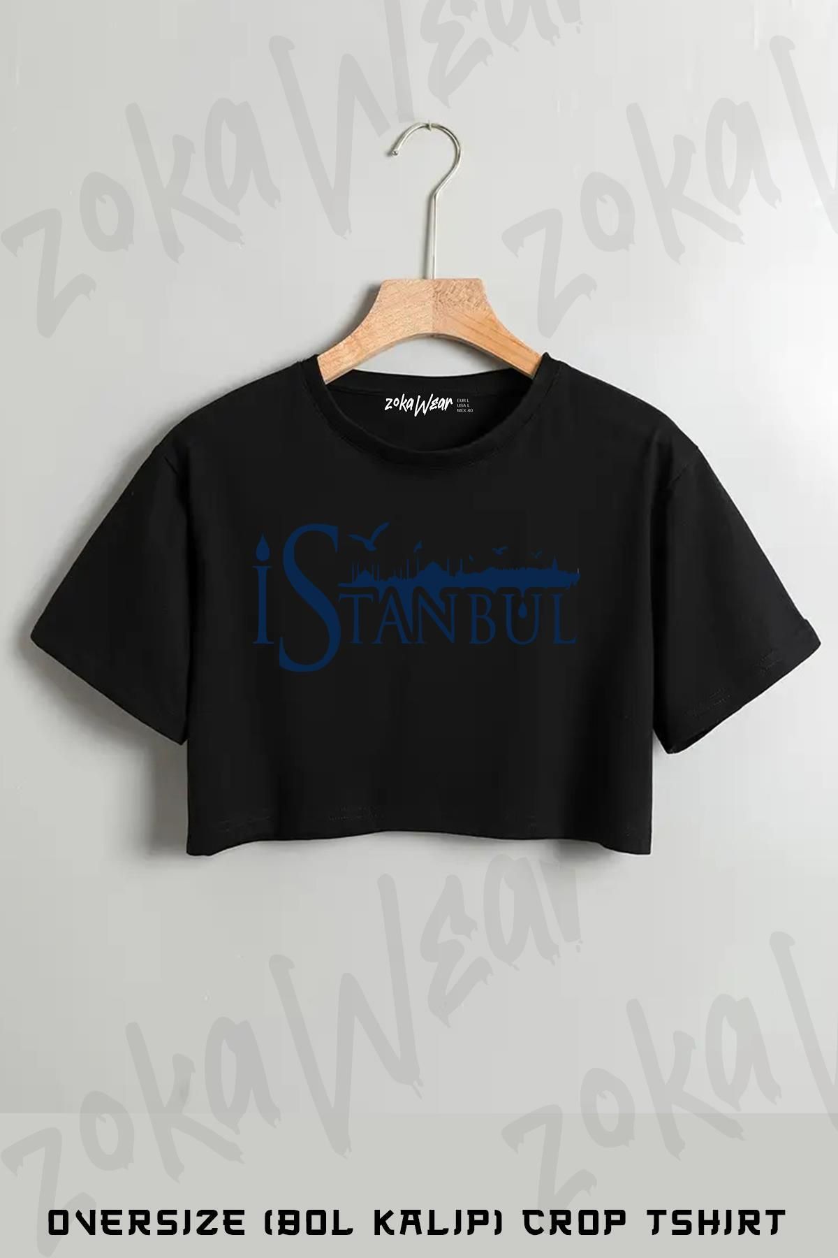 ZOKAWEAR istanbul Baskılı Oversize Crop T-Shirt