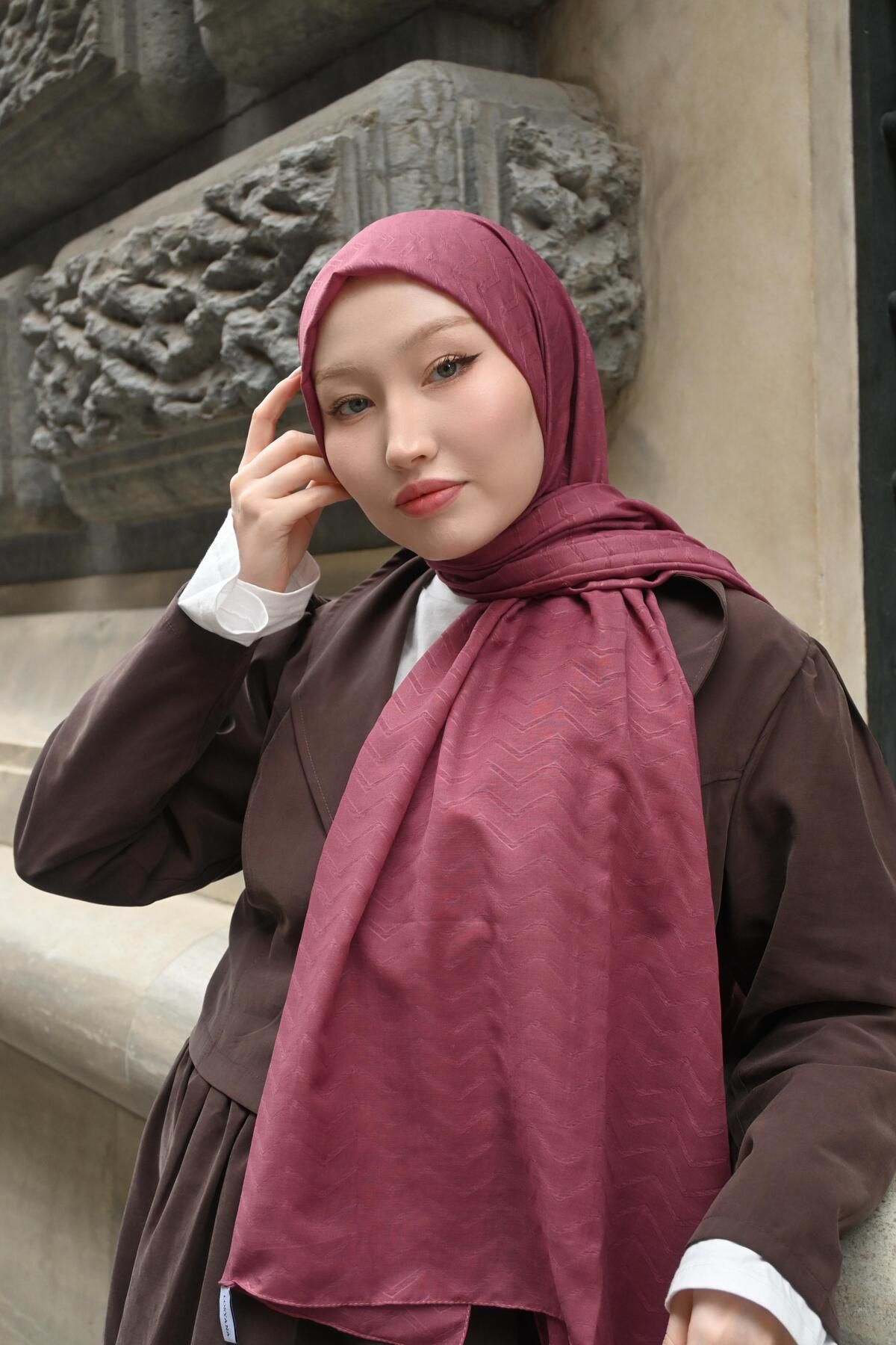 Pull Scarfs Leylak - Zigzag Desen Bambu Jakar