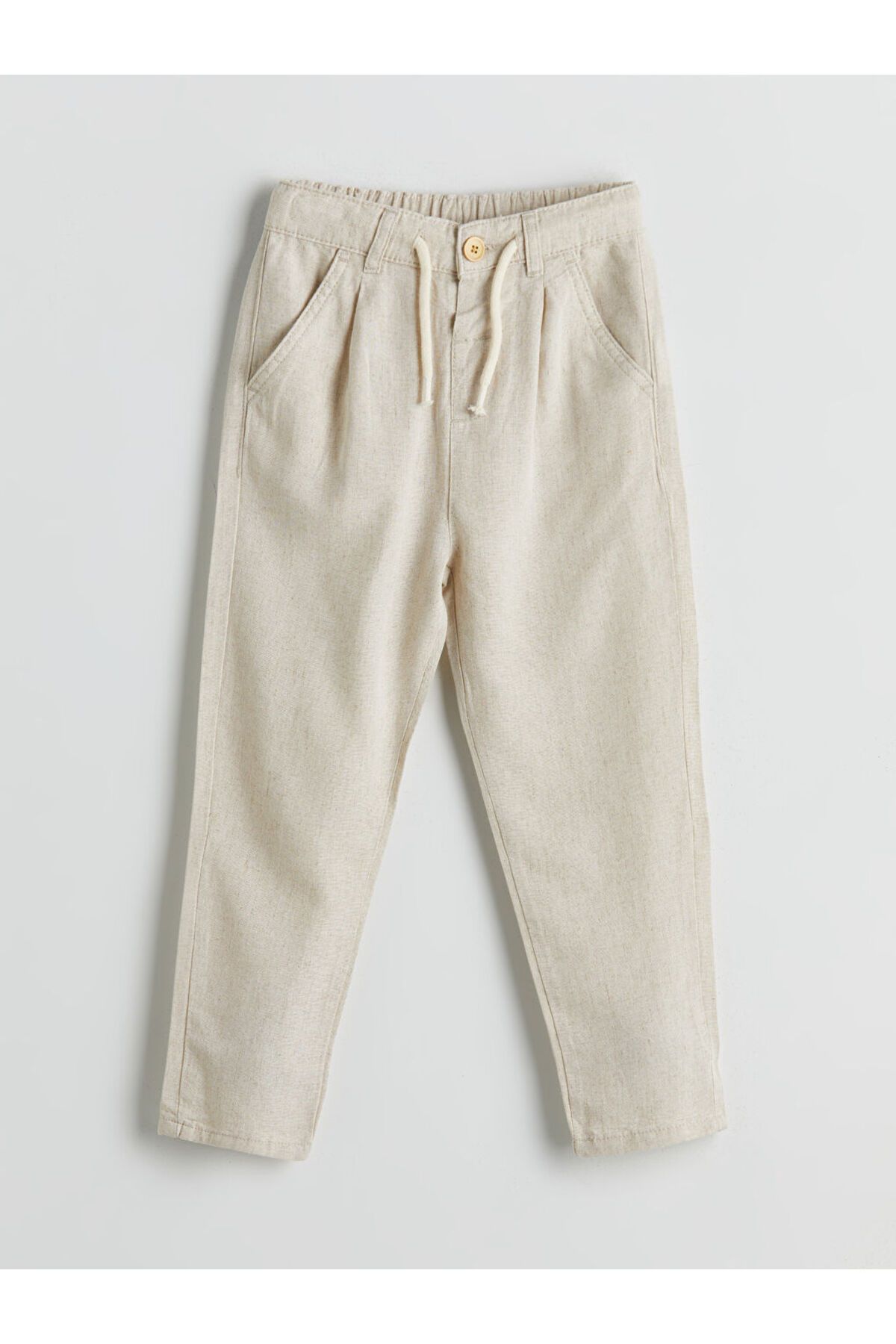 LC Waikiki-Create Your Style from Uzg Store |   Ecru Elastic Waist Linen Boy's Trousers 2