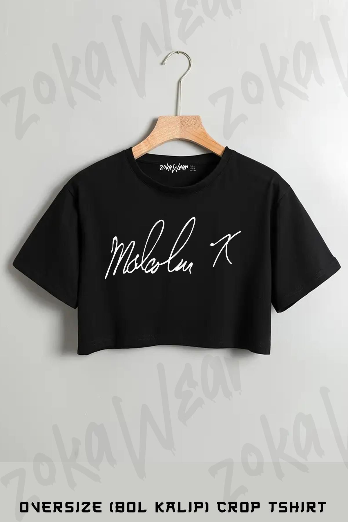 ZOKAWEAR Malcolm X James Baskılı Oversize Crop T-Shirt