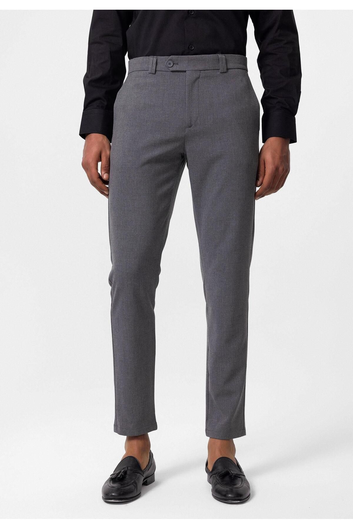 Antioch Gri Erkek Slim Fit Kumaş Pantolon