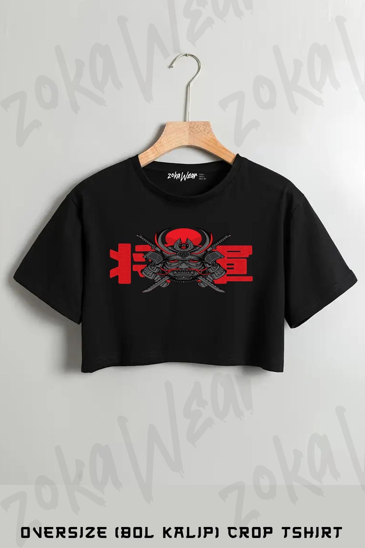 ZOKAWEAR Cyberpunk Samurai v2 Baskılı Oversize Crop T-Shirt