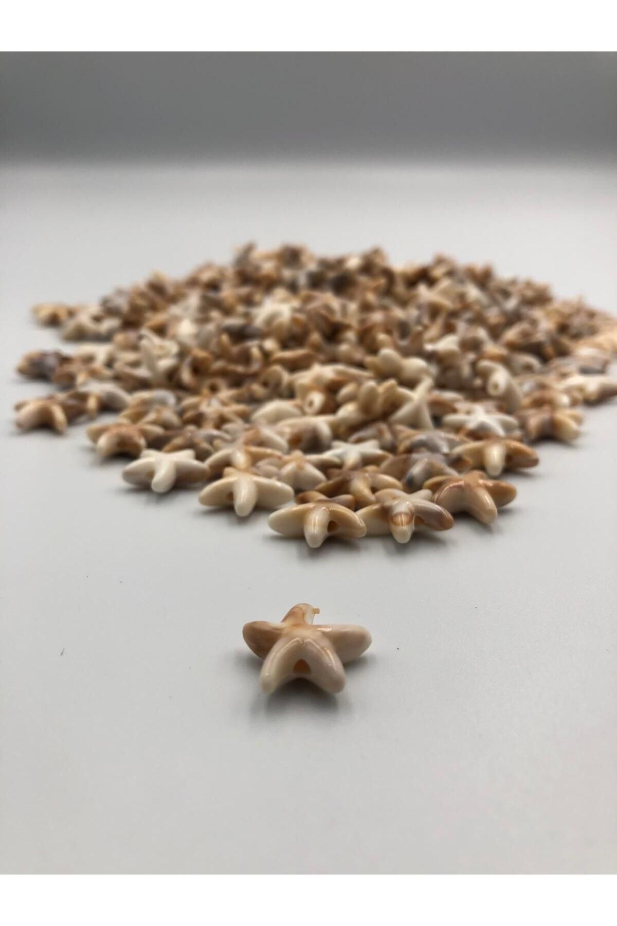DUCK HOBY 300 Adet Deniz Yıldızı Kahverengi Krem Akrilik Plastik Boncuk 15 mm Delikli