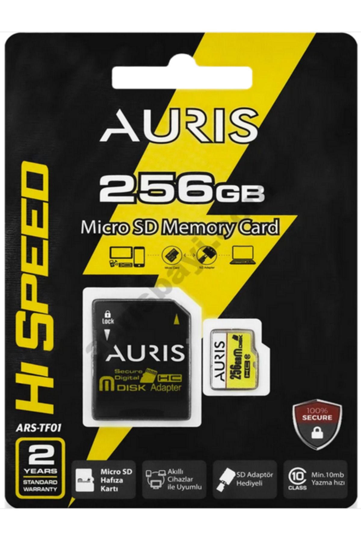 AURISS Akıllı Cihazlarla Uyumlu 256gb Adaptör Hediyeli Mini Sd Hafıza Kartı