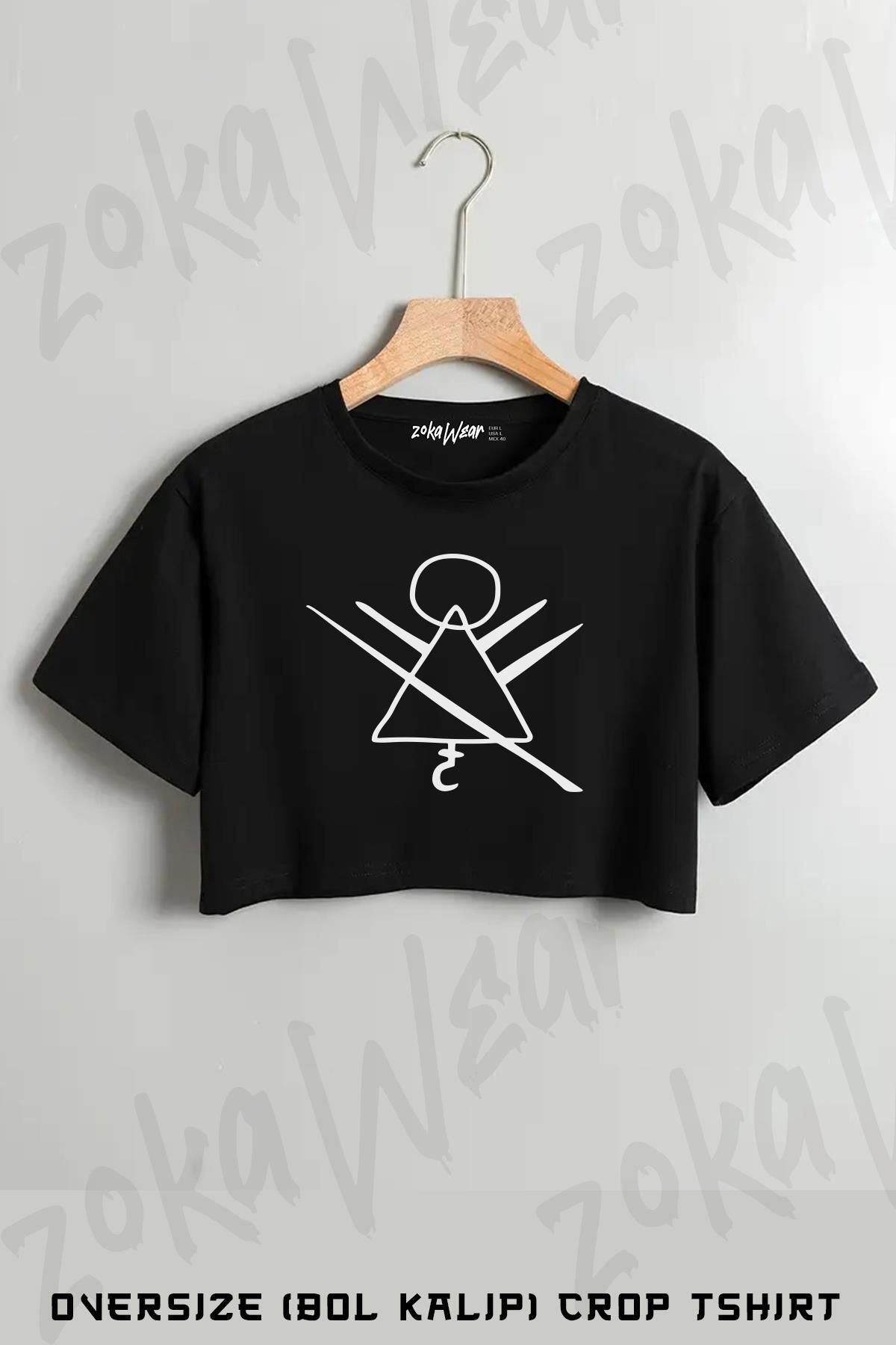 ZOKAWEAR Yellowjackets Secret Ritual Baskılı Oversize Crop T-Shirt