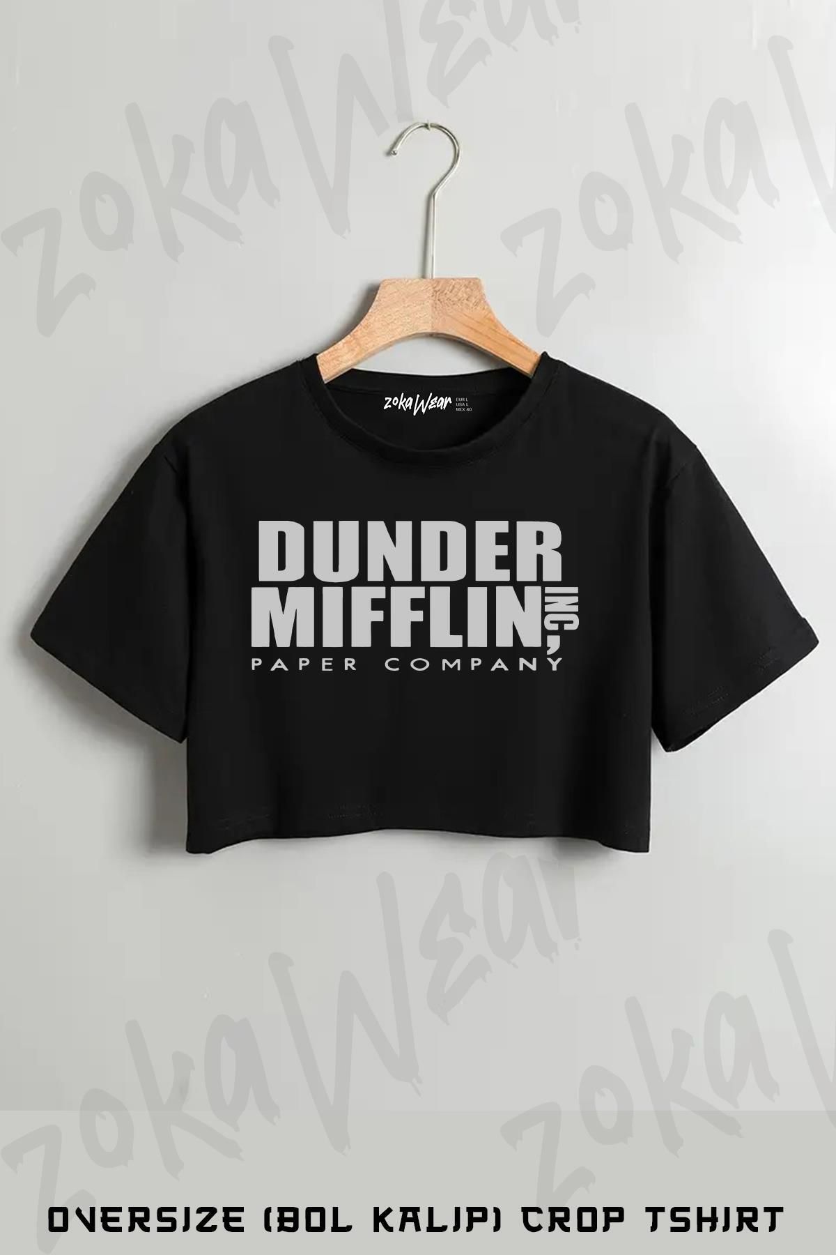 ZOKAWEAR Dunder Mifflin The Office Baskılı Oversize Crop T-Shirt