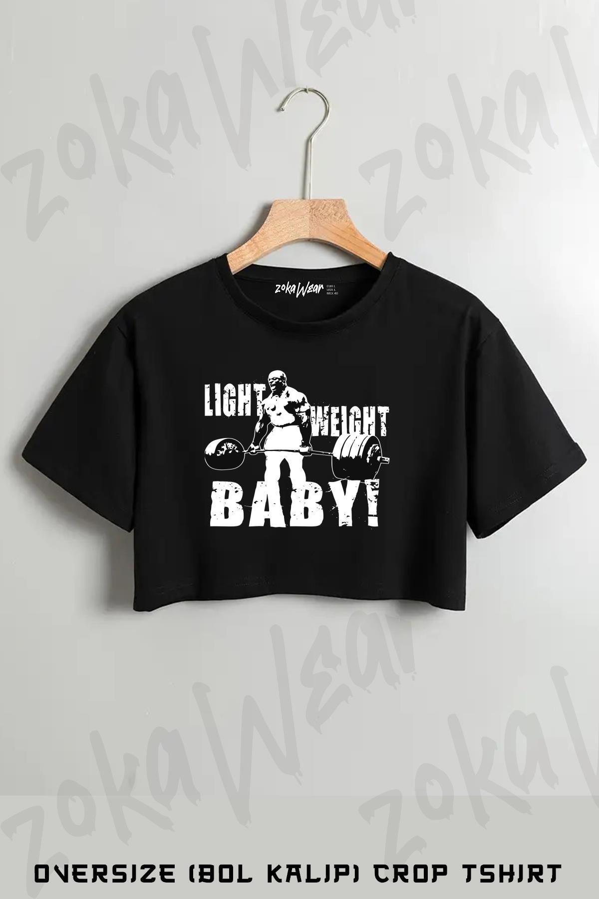 ZOKAWEAR Light Weight Baby,Ronnie Coleman Baskılı Oversize Crop T-Shirt