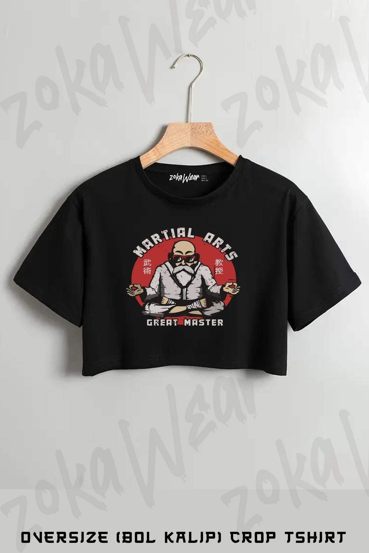 ZOKAWEAR Master Roshi Dragon Ball Baskılı Oversize Crop T-Shirt